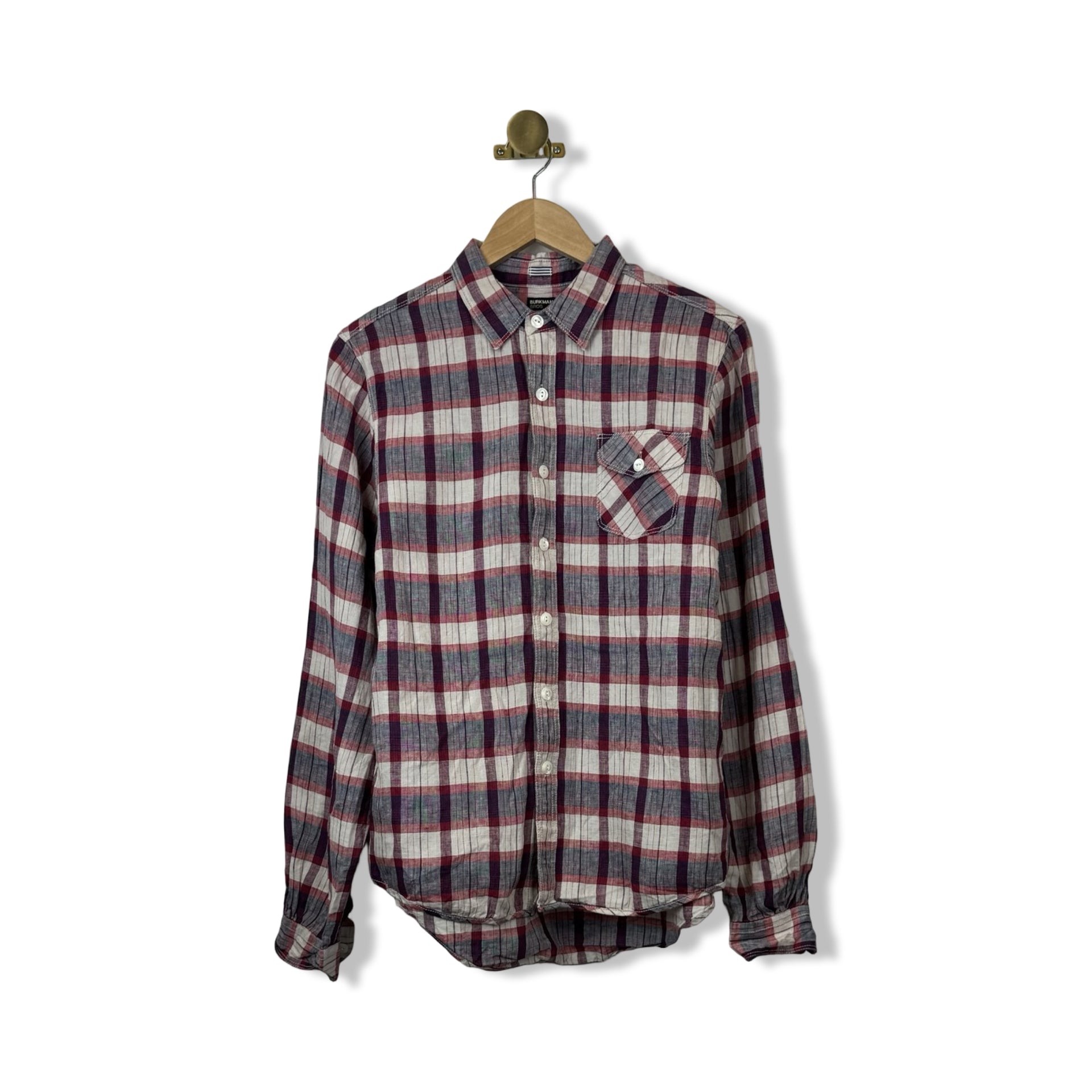 Burkman Bros Red and White Plaid Button Up