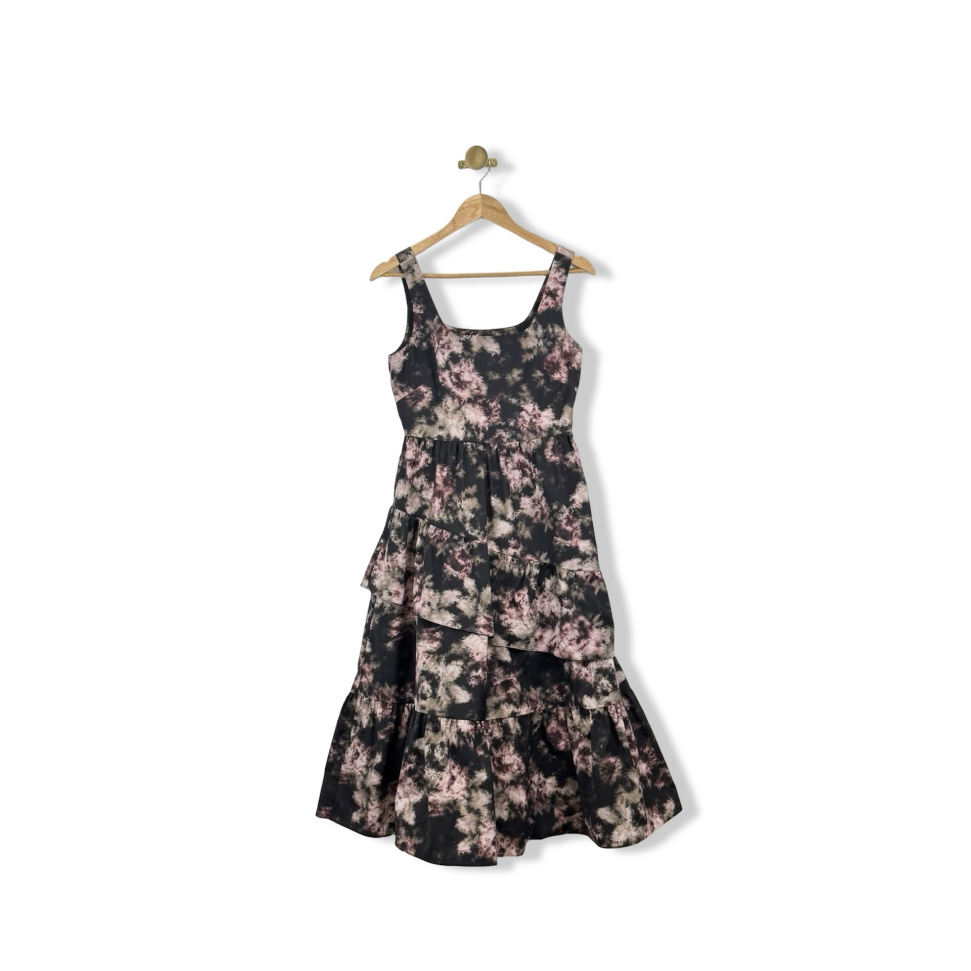 Square Neck Brushed Tiered Dress
