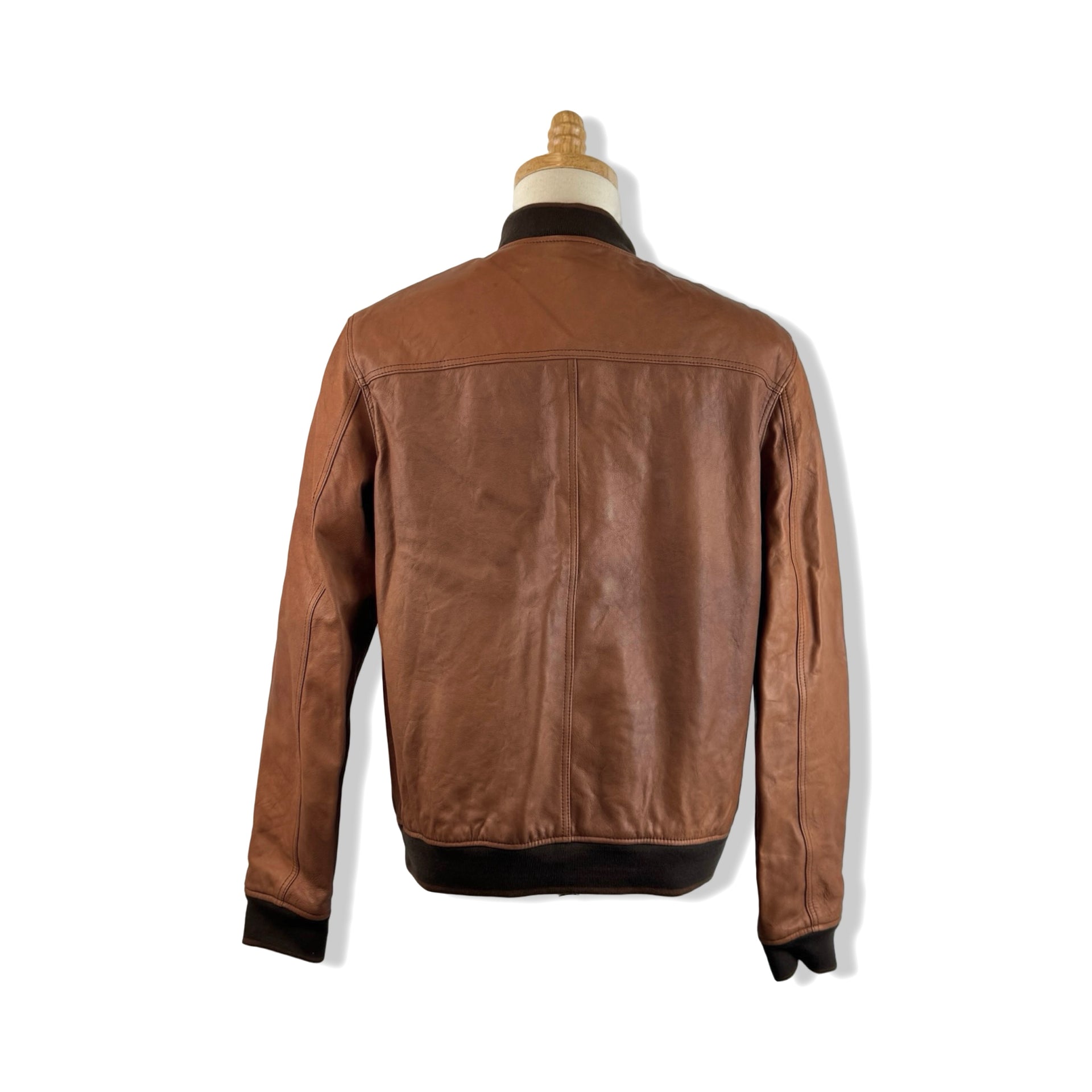 Cole Haan Contrast Trim Leather Jacket