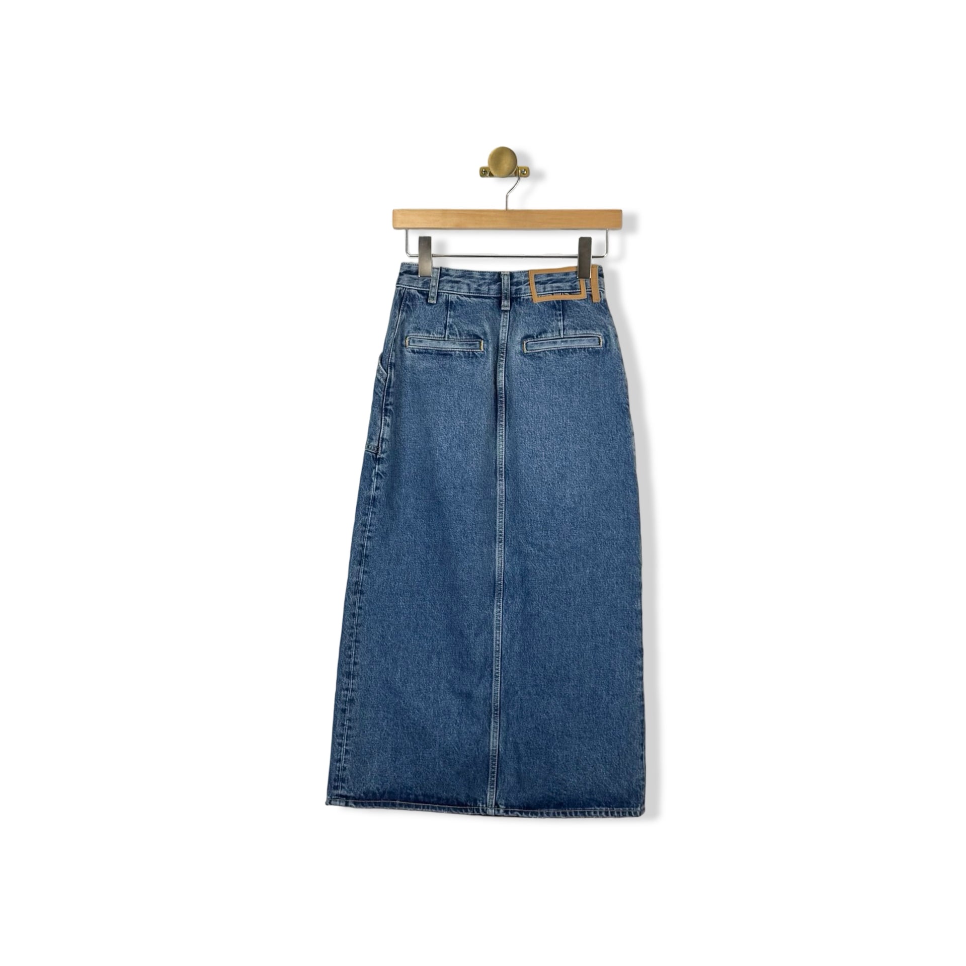 La Ligne Denim Multi Button Midi Skirt