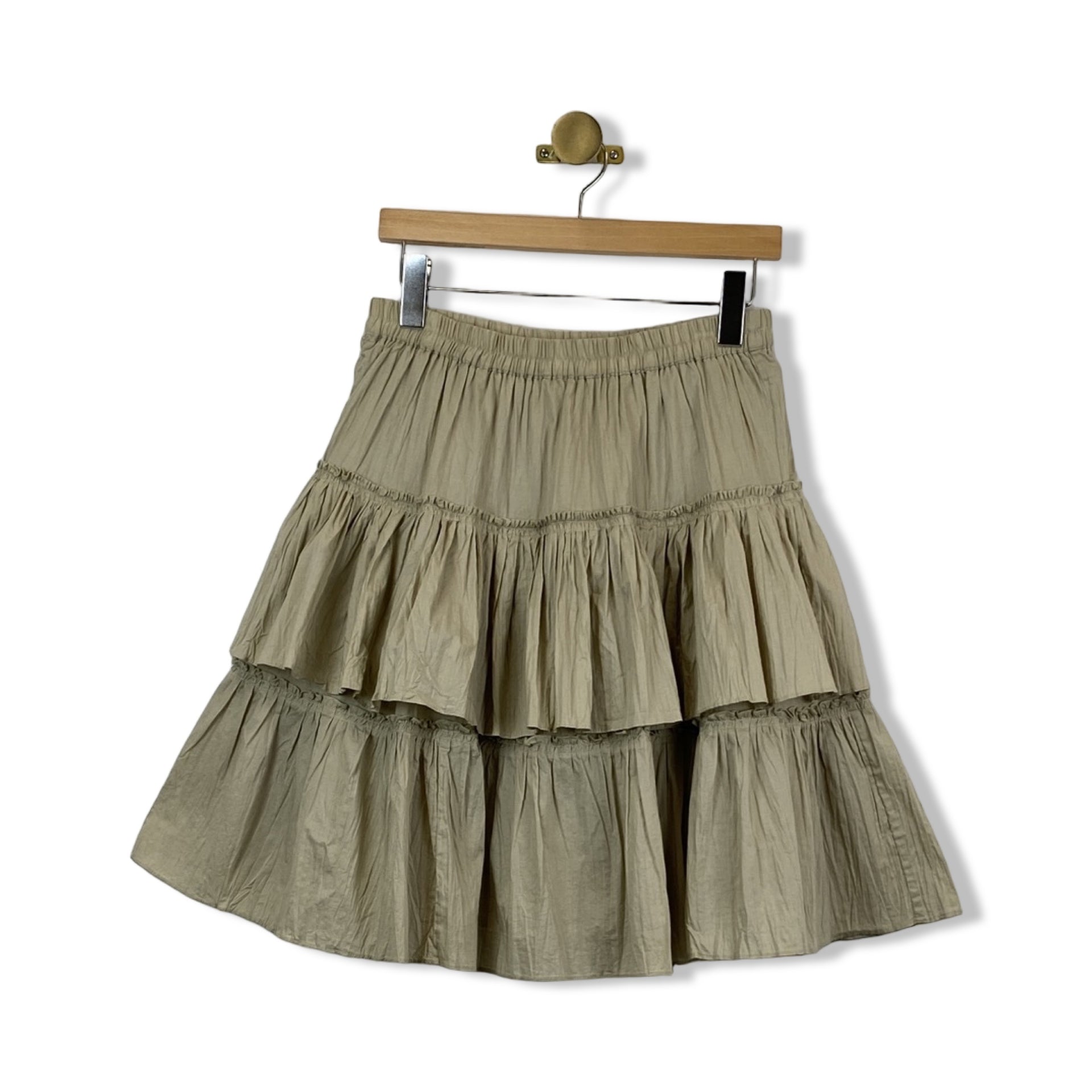MICHAEL Michael Kors Tiered Crinkle Cotton Midi Skirt