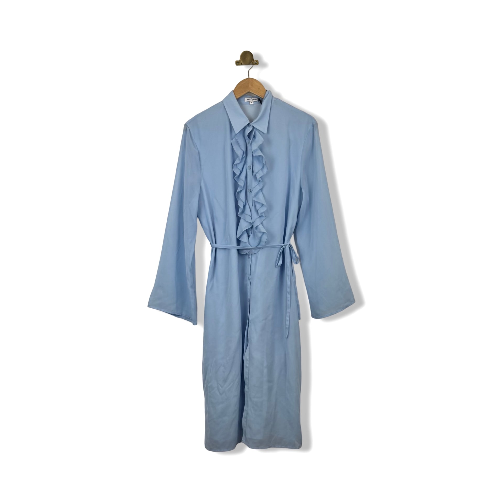 Area Stars Ruffled Chiffon Shirt Dress