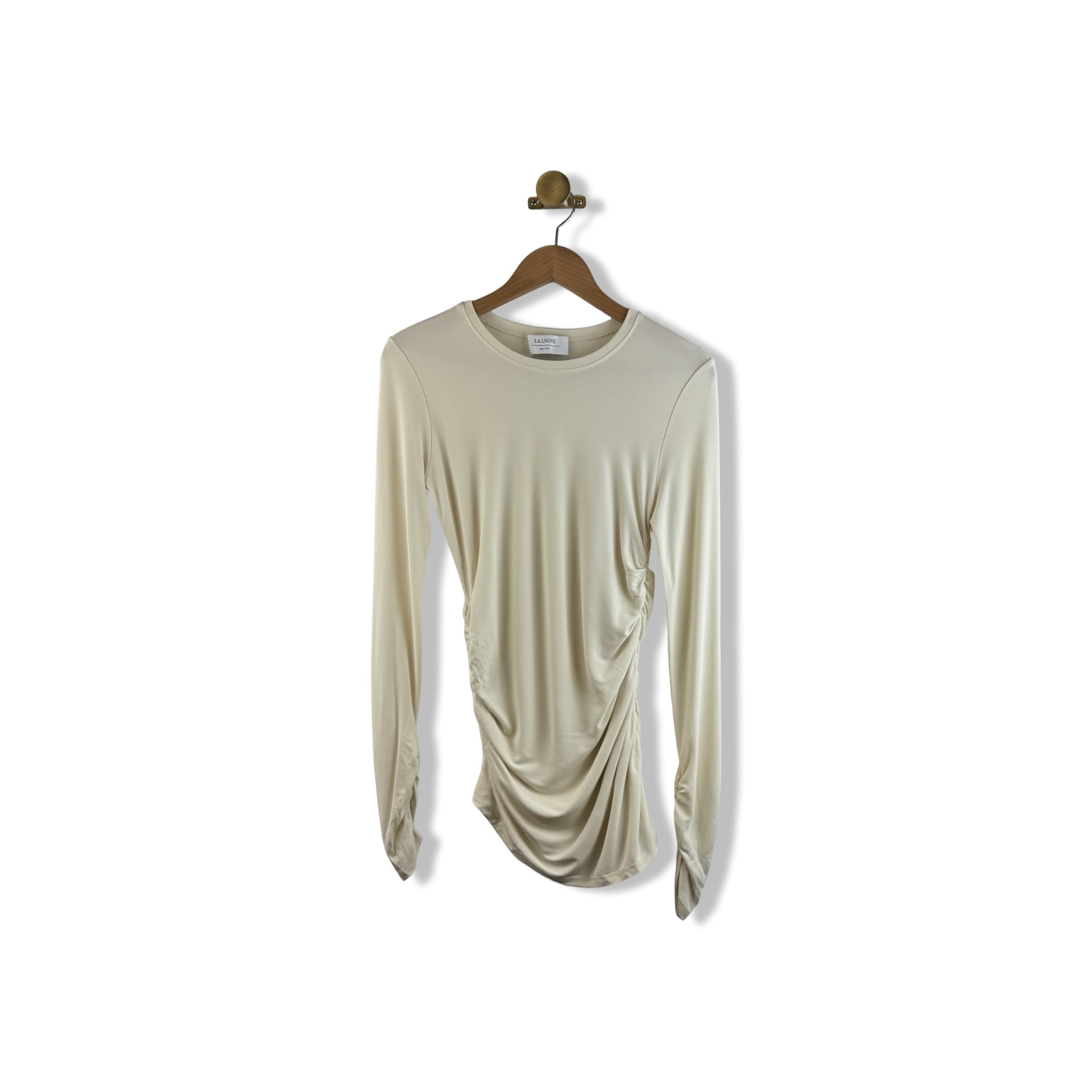 La Ligne Sheer Ruched Long Sleeve Shirt