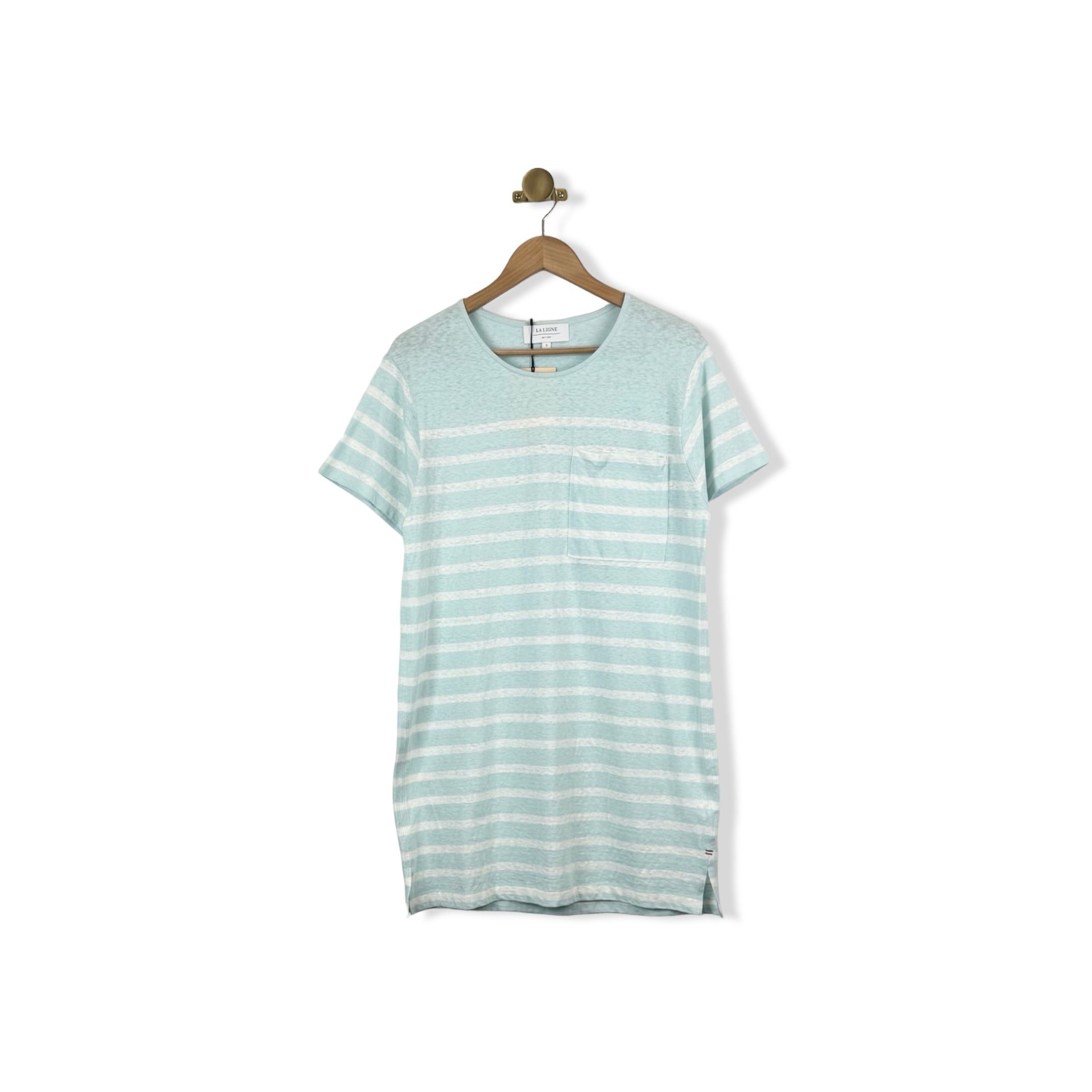 La Ligne Light Blue Striped T Shirt Dress