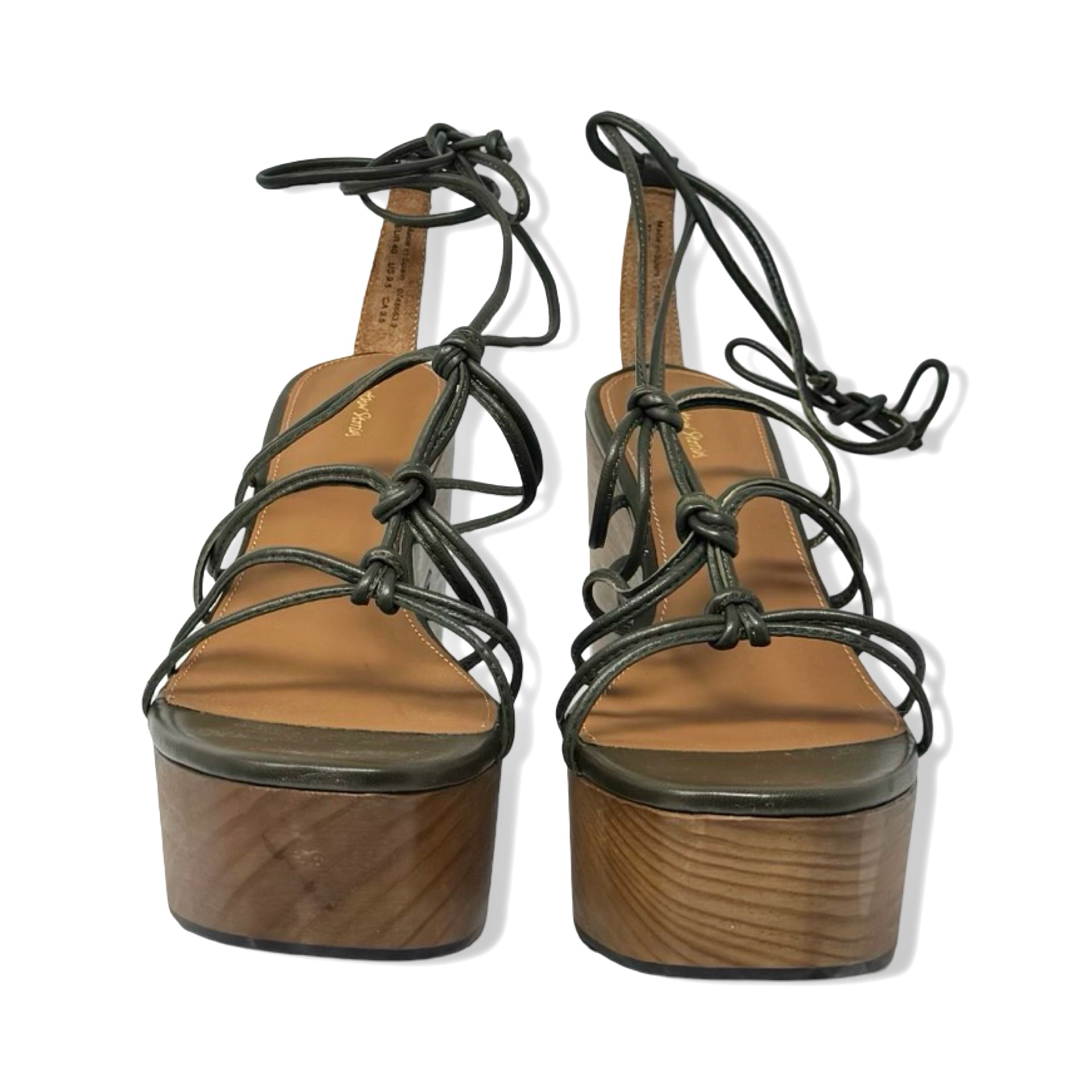 & Other Stories Lace Up Wooden Heels