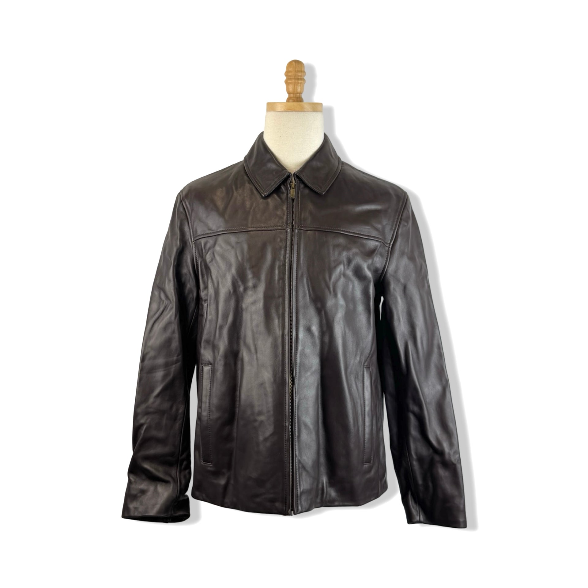 Cole Haan Smooth Lamb Shirt Collar Moto Jacket