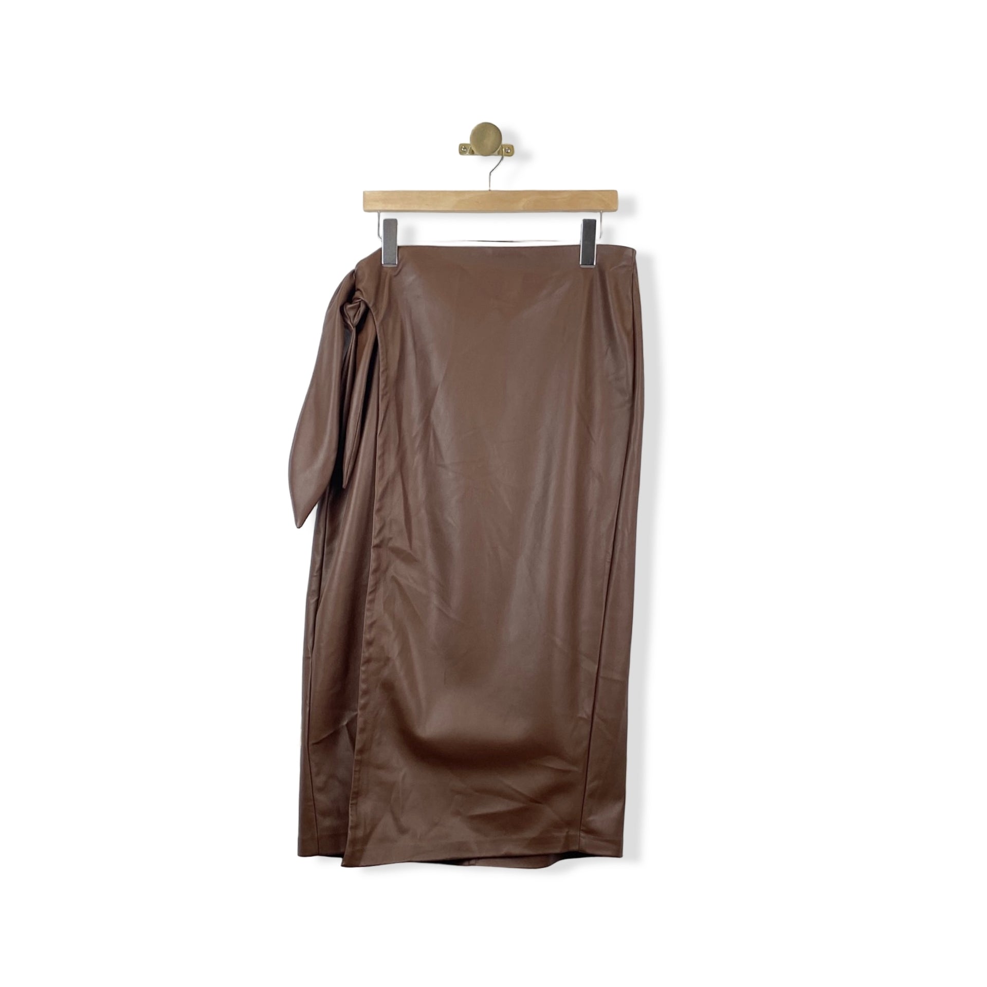 Eloquii Faux Leather Tie Skirt