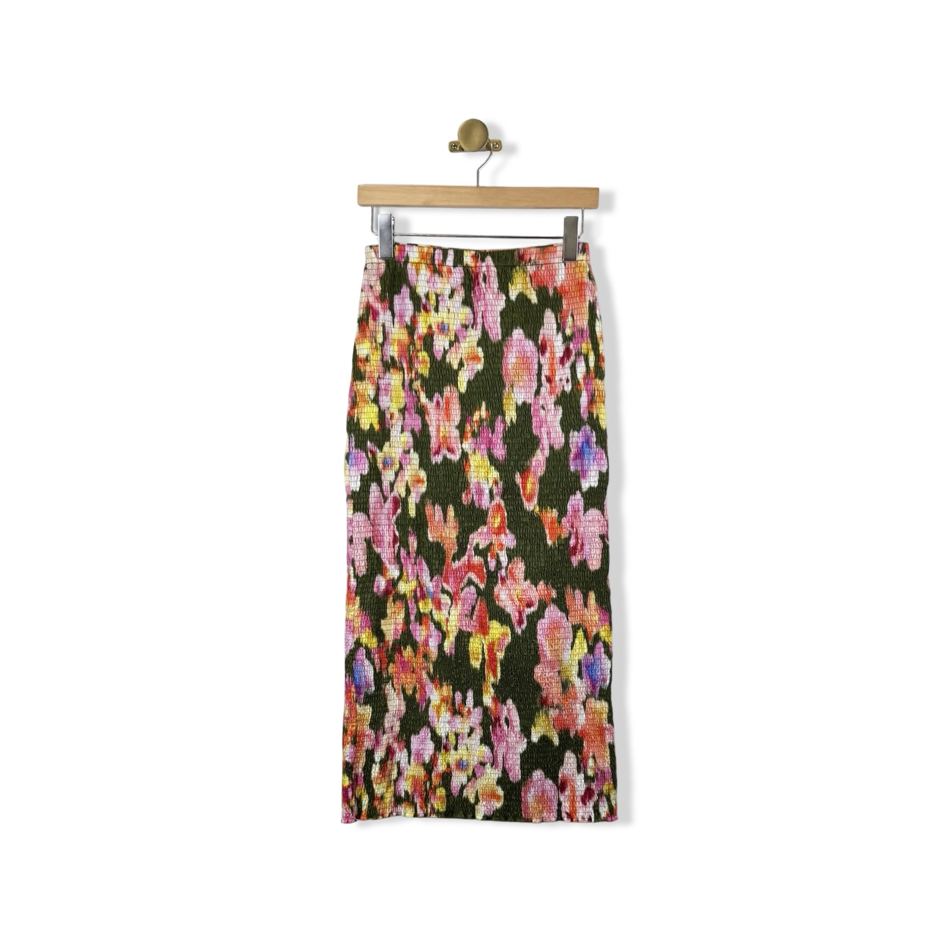 La Ligne Smocked Midi Skirt