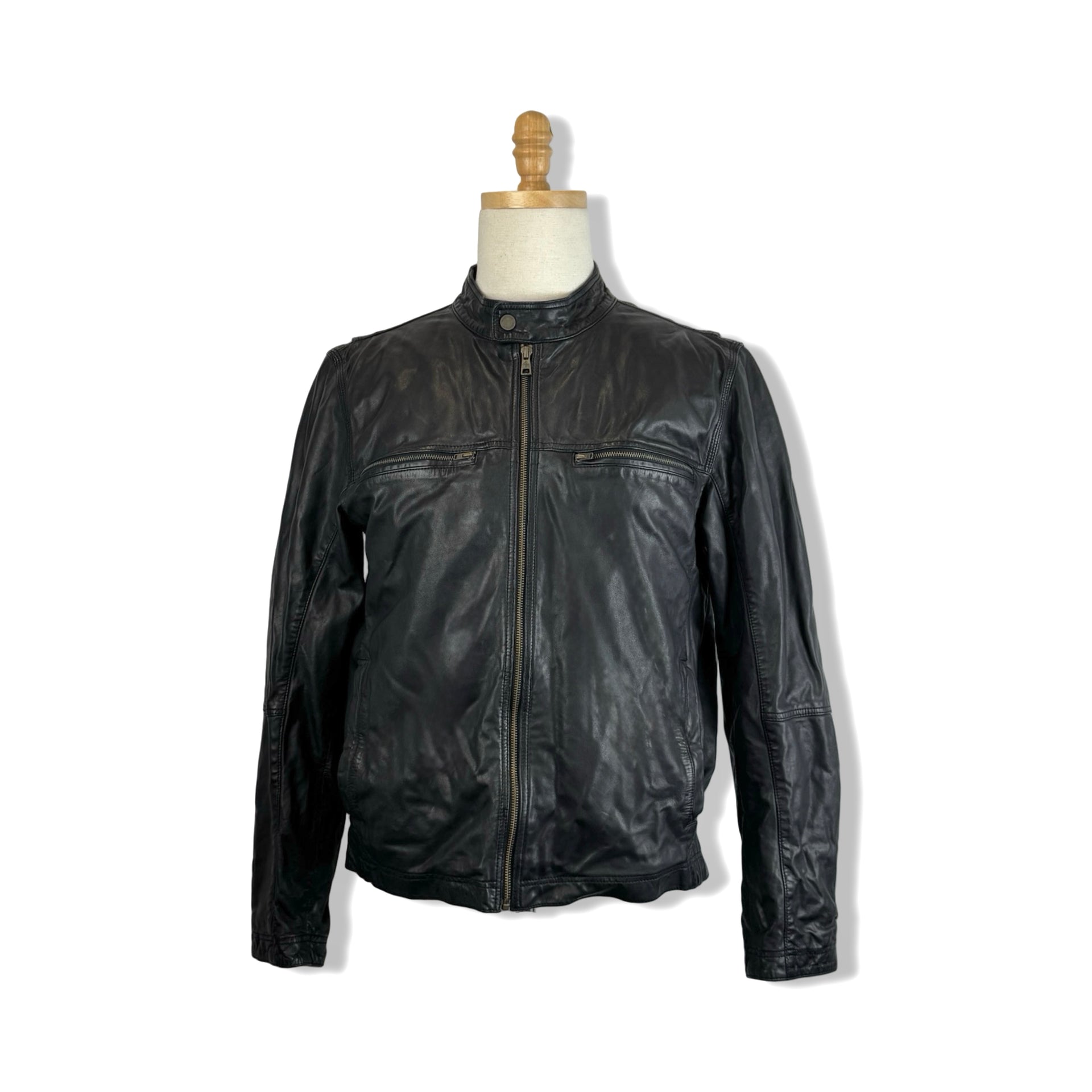Cole Haan Leather Zip Up Jacket