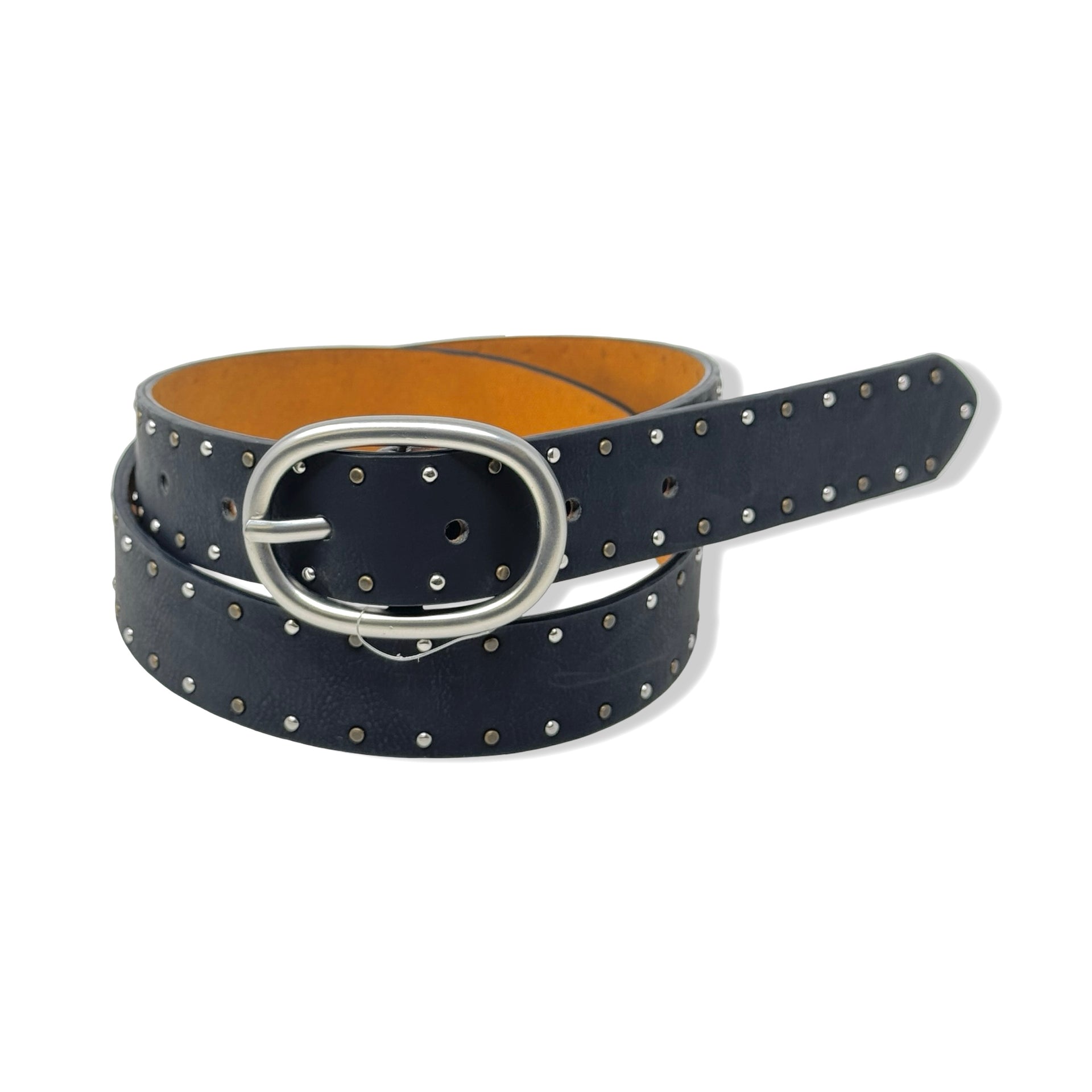 Two-Tone Metal Stud Faux Leather Belt