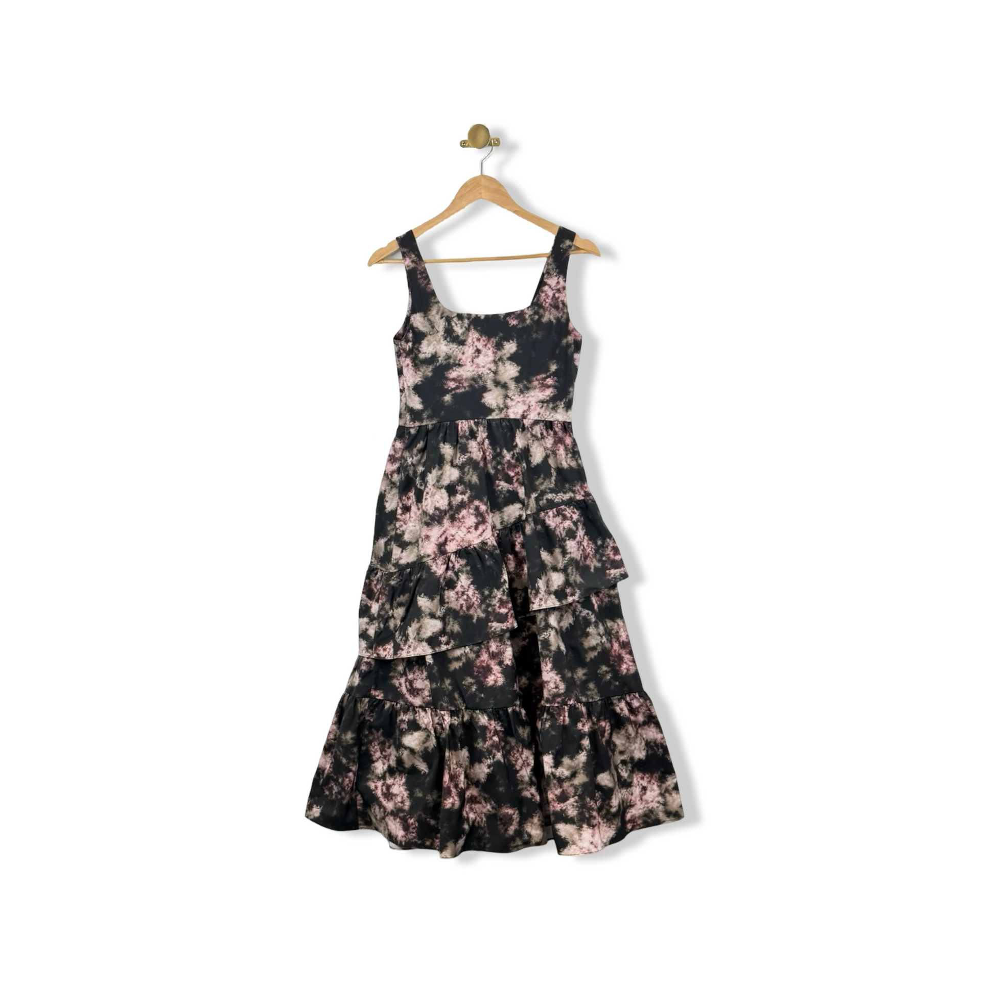 Square Neck Brushed Tiered Dress