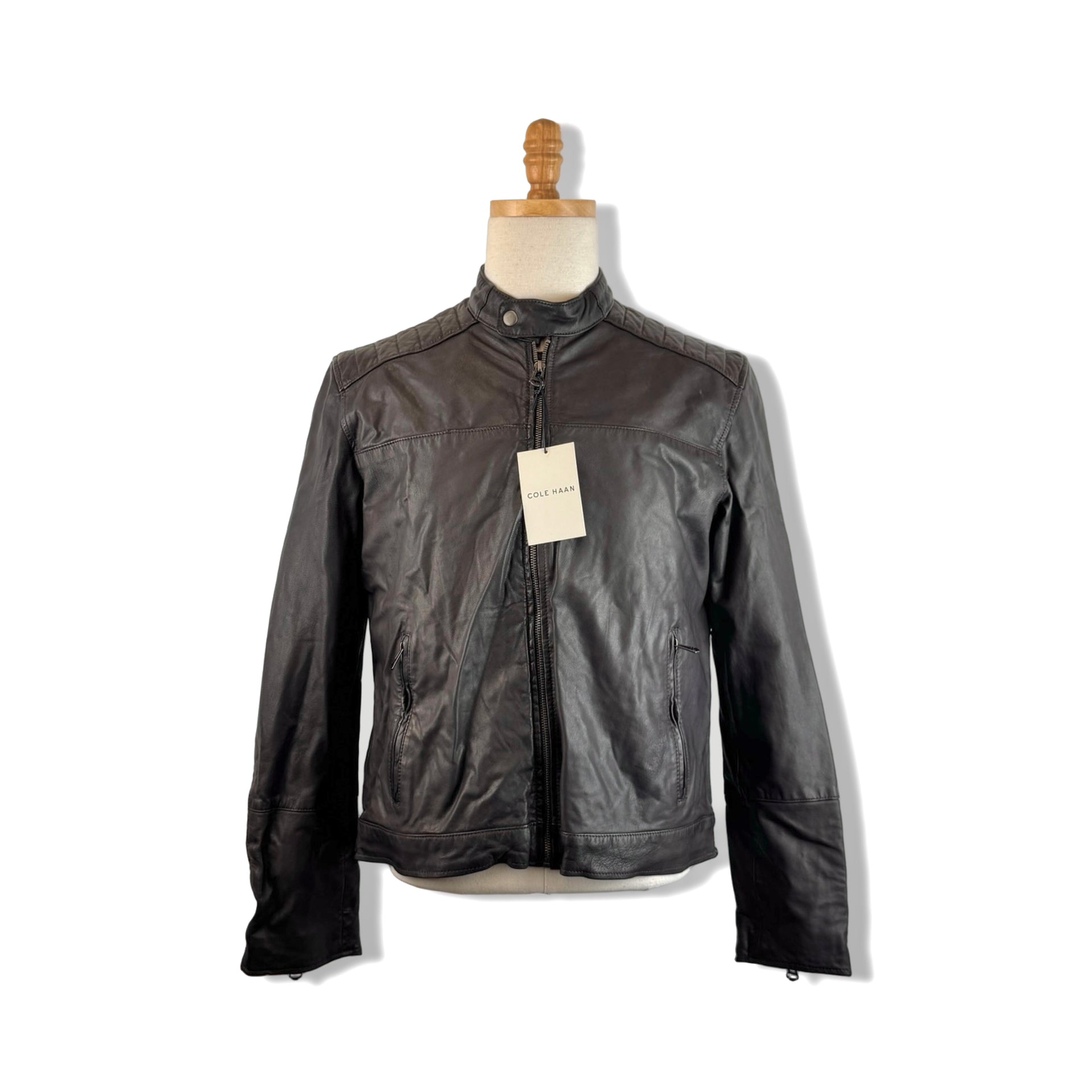 Cole Haan Brown Moto Leather Jacket