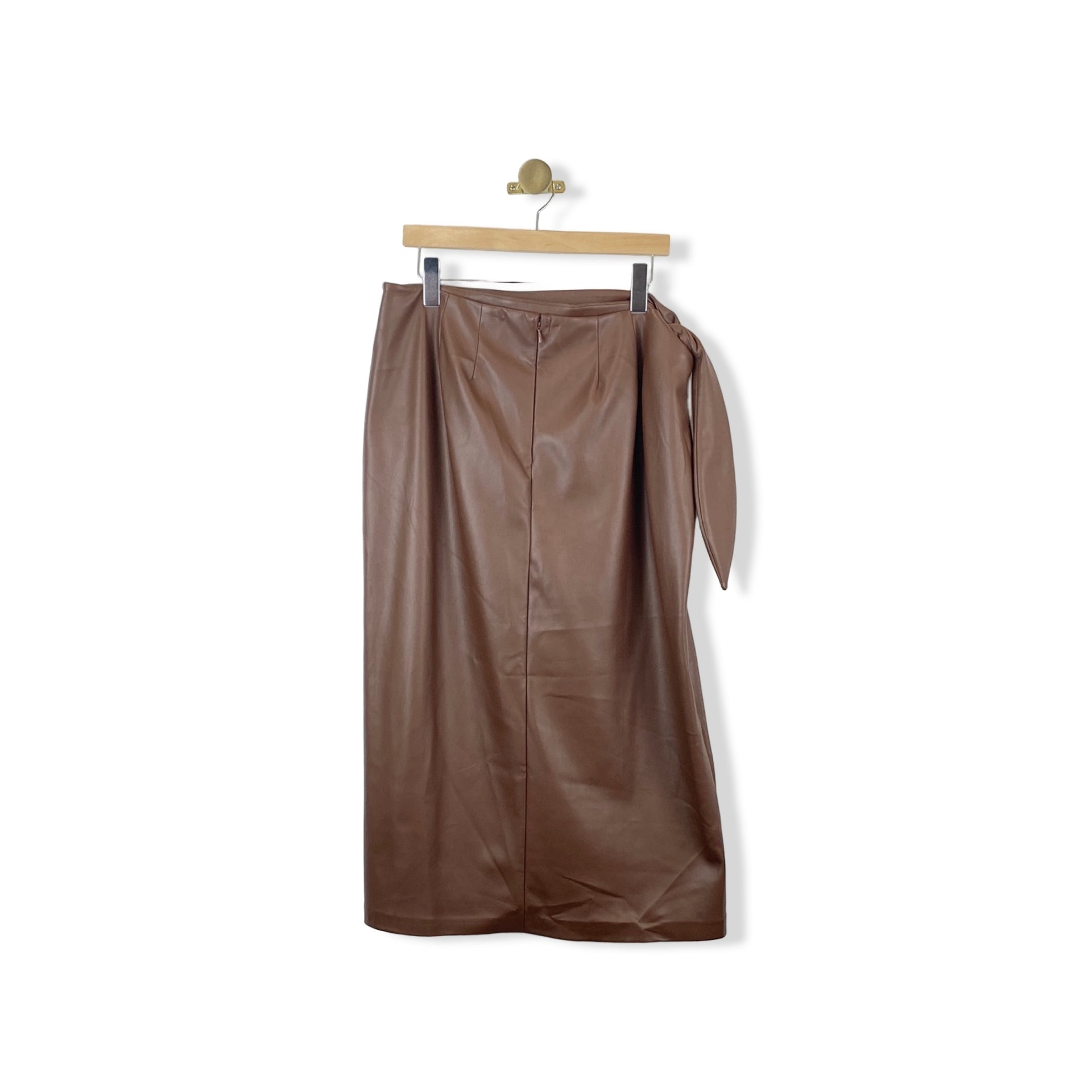 Eloquii Faux Leather Tie Skirt