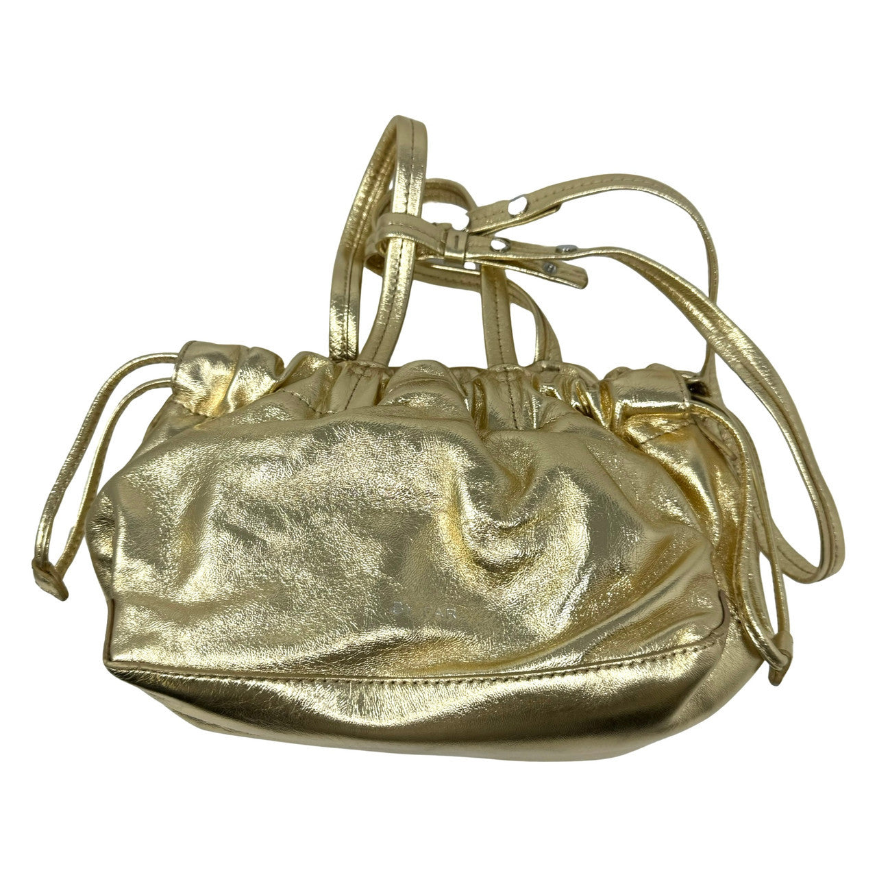 By Far Malmo Parchment Metallic Leather Bucket Bag-Thumbnail