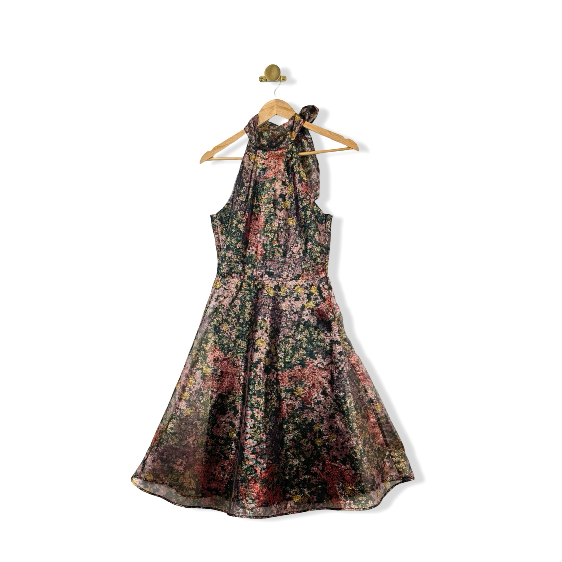Black Halo Audrey Metallic Floral Cocktail Dress