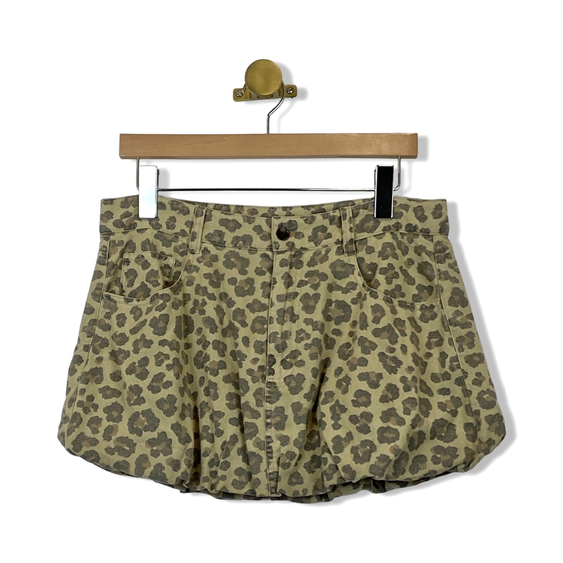 BLANKNYC Leopard Print Balloon Mini Skirt