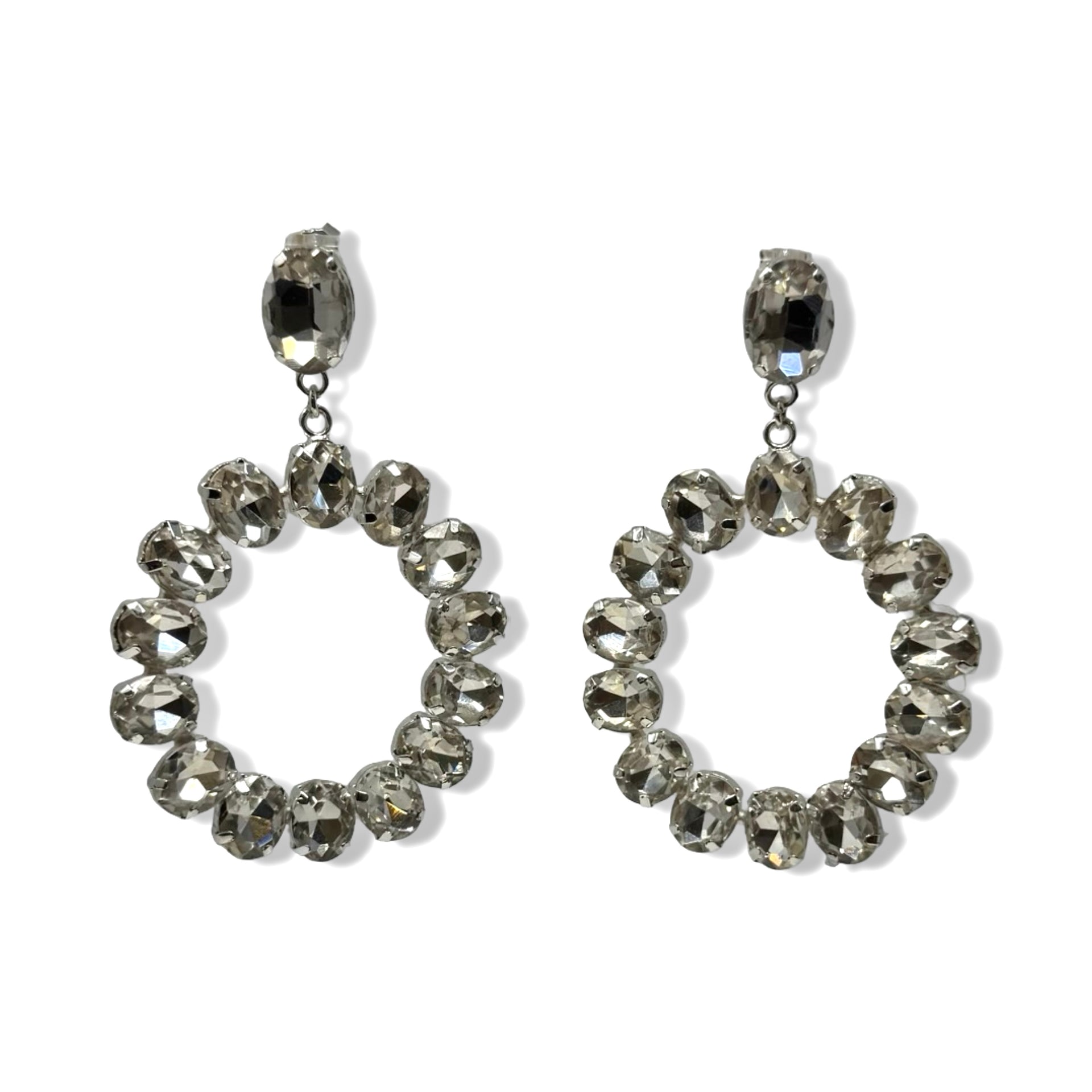 Rhinestone Drop Hoop Earrings