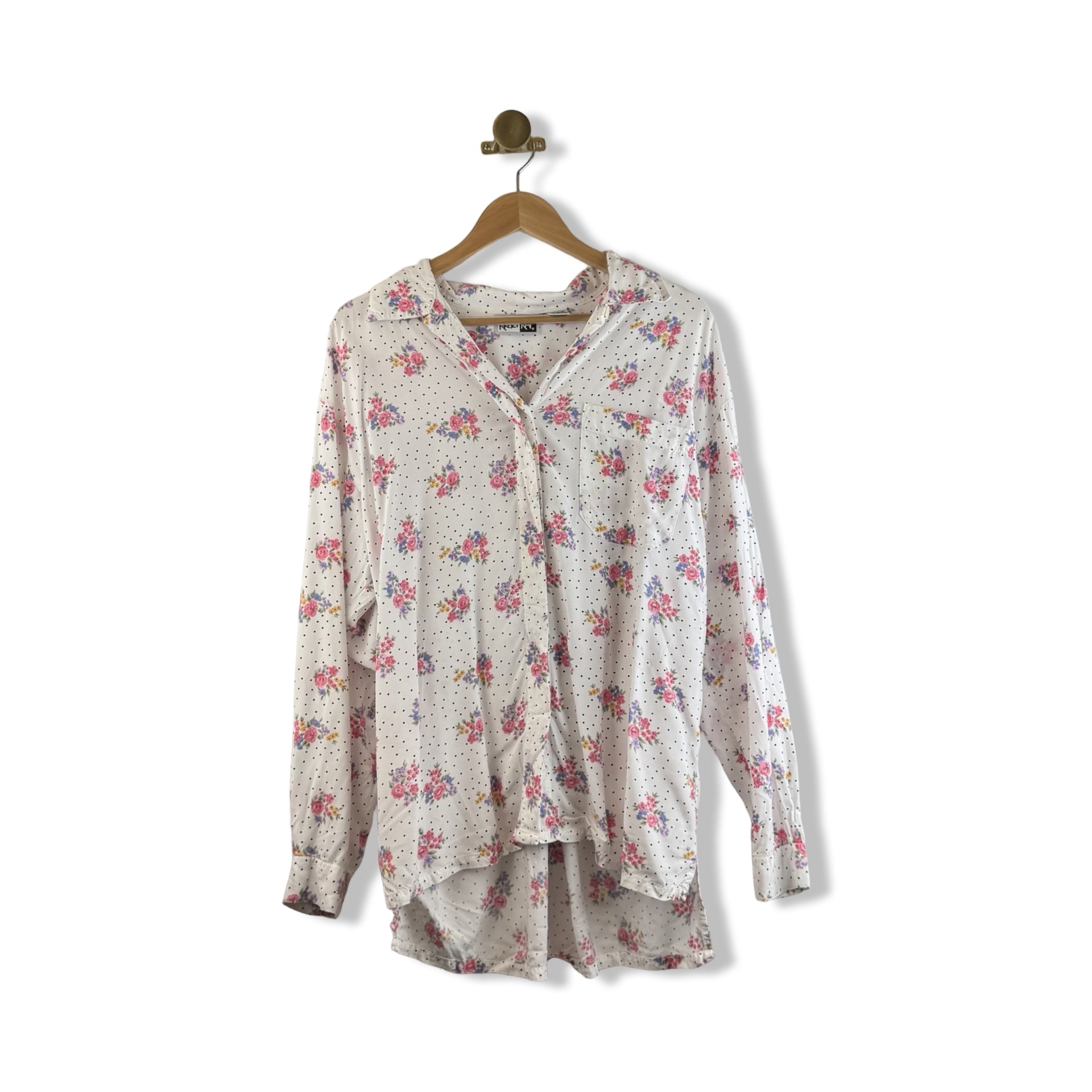 Vintage Krazy Kat Floral Print Button Up Shirt