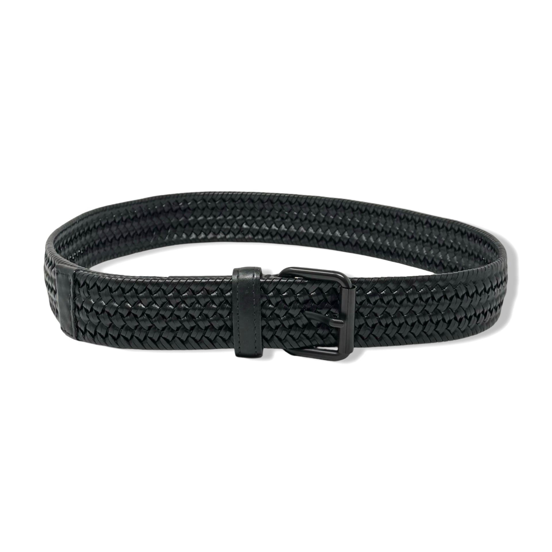 Braided Black Leather Belt