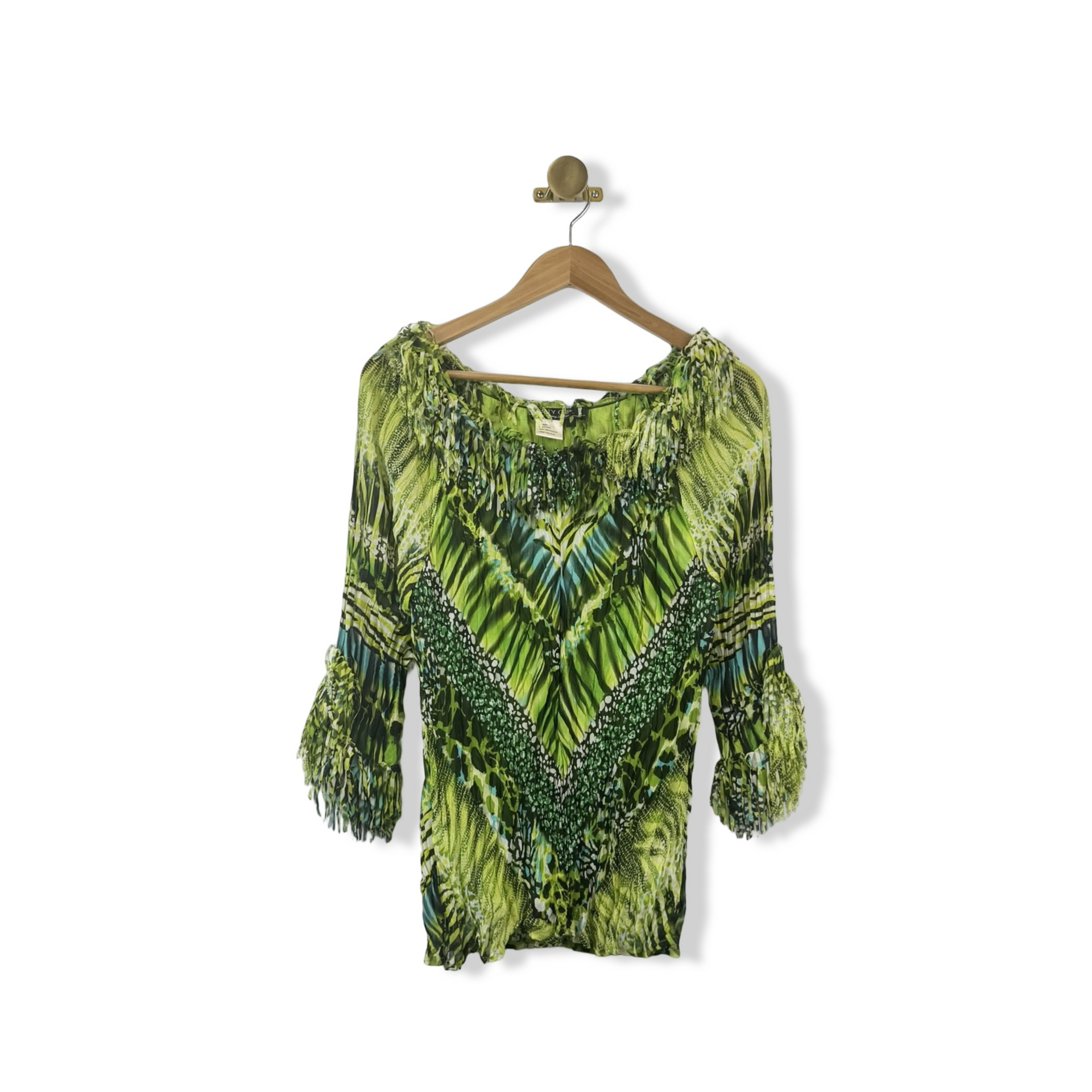 Vintage City Girl Patterned Fringe Top