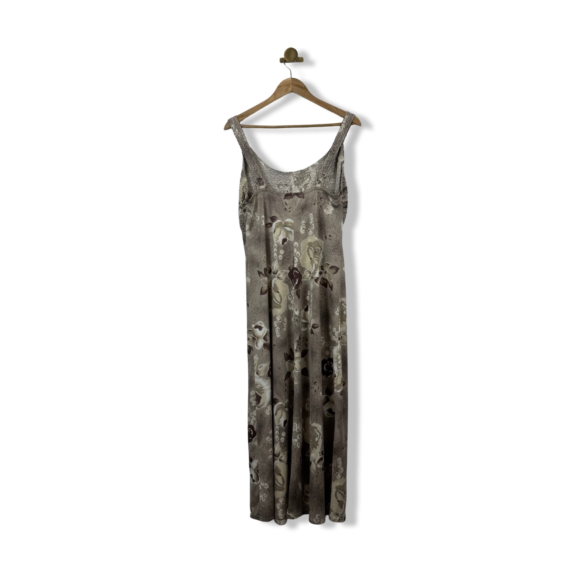Vintage Up Front Textured Floral Maxi Dress