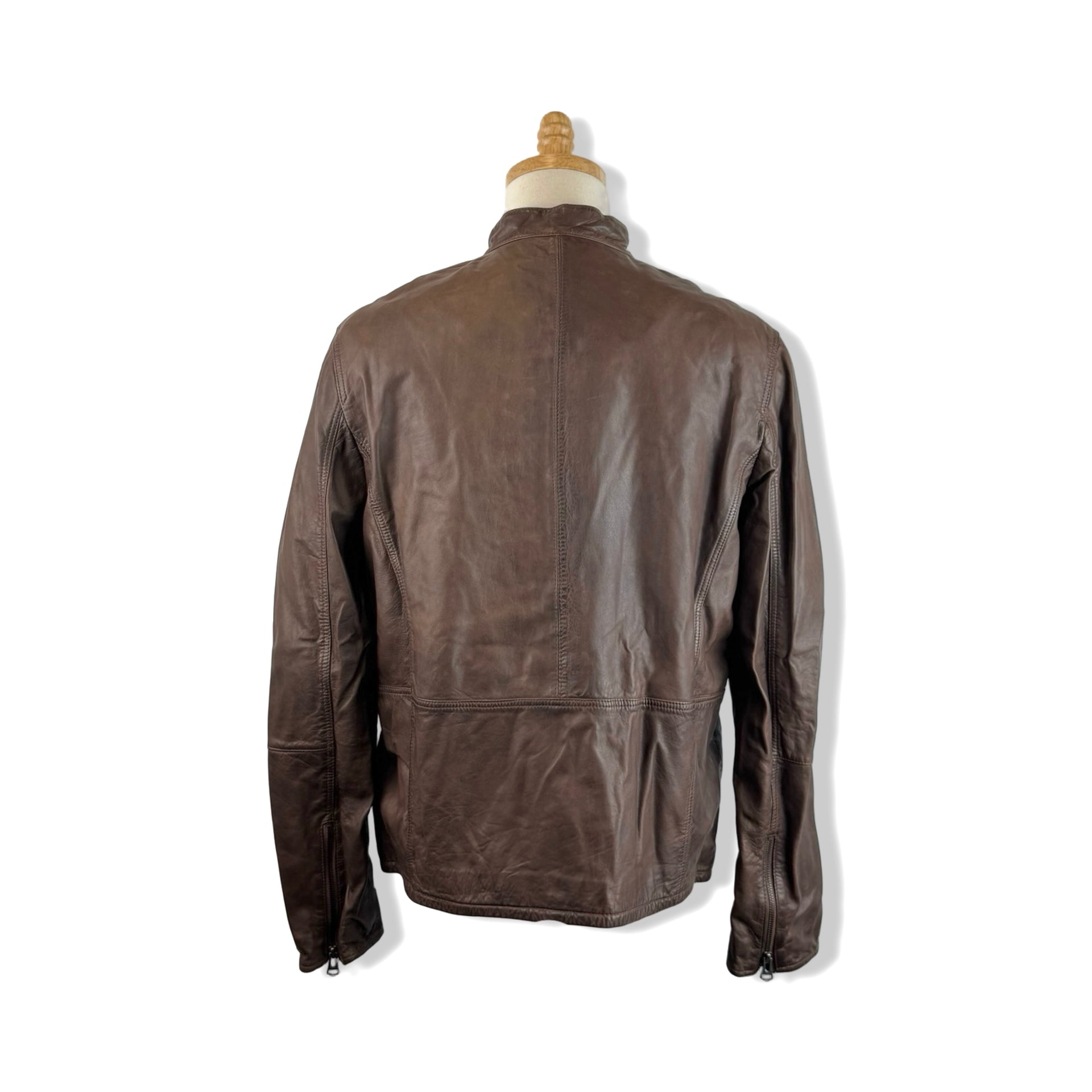 Cole Haan Brown Zip Leather Jacket
