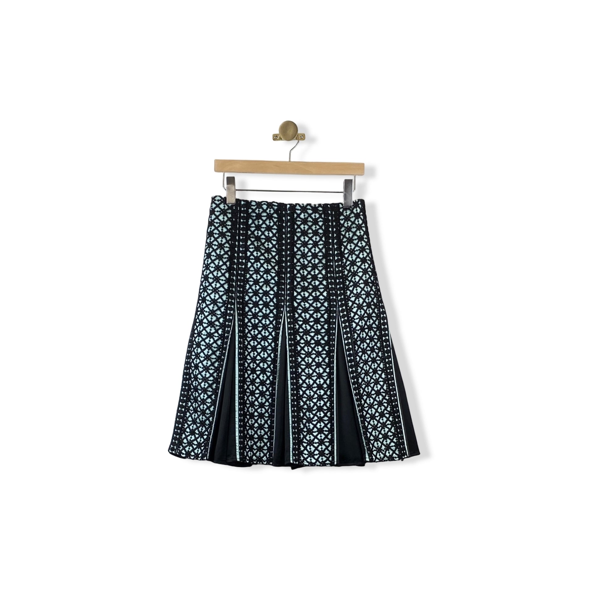 Nanette Lepore Embroidered Pleat Midi Skirt