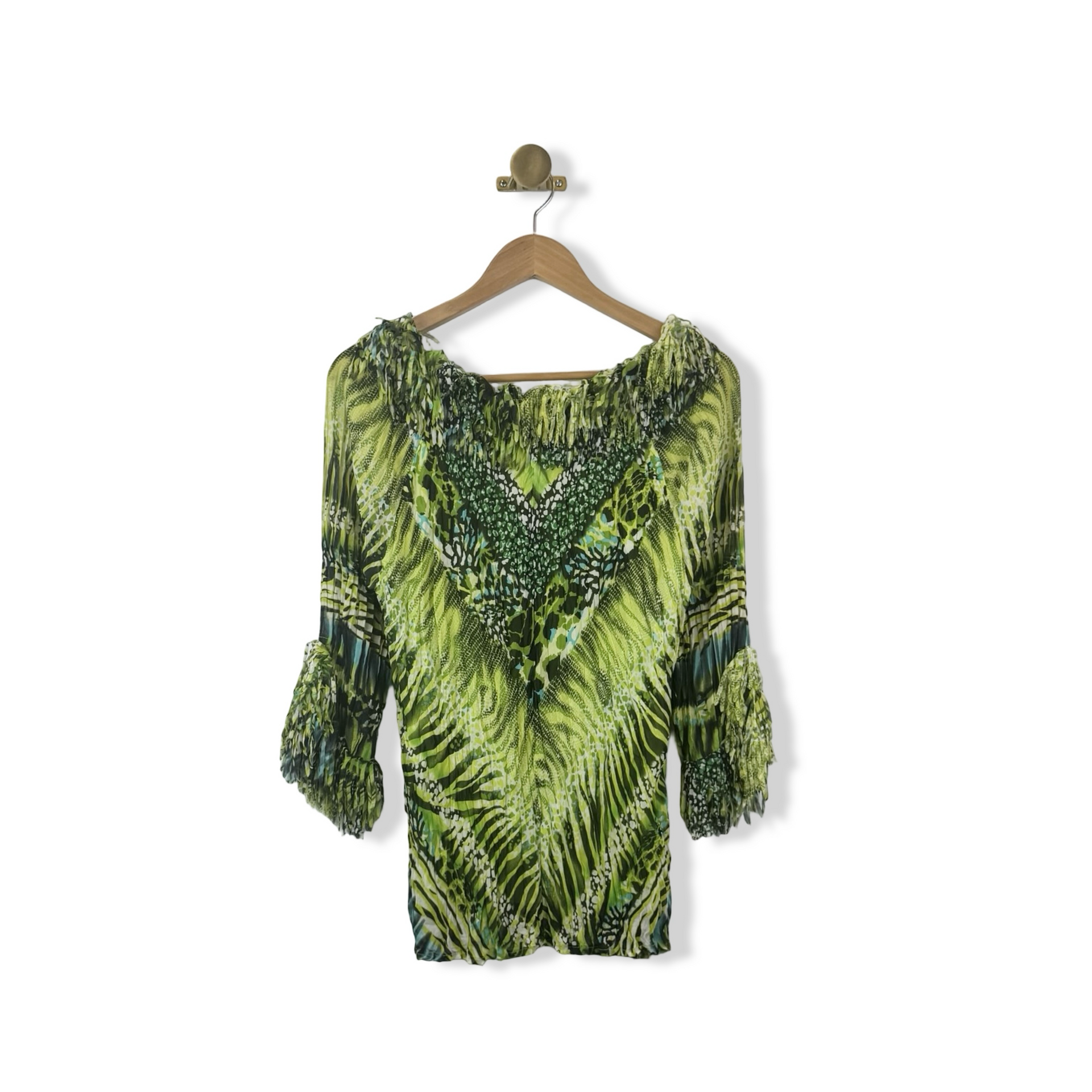 Vintage City Girl Patterned Fringe Top