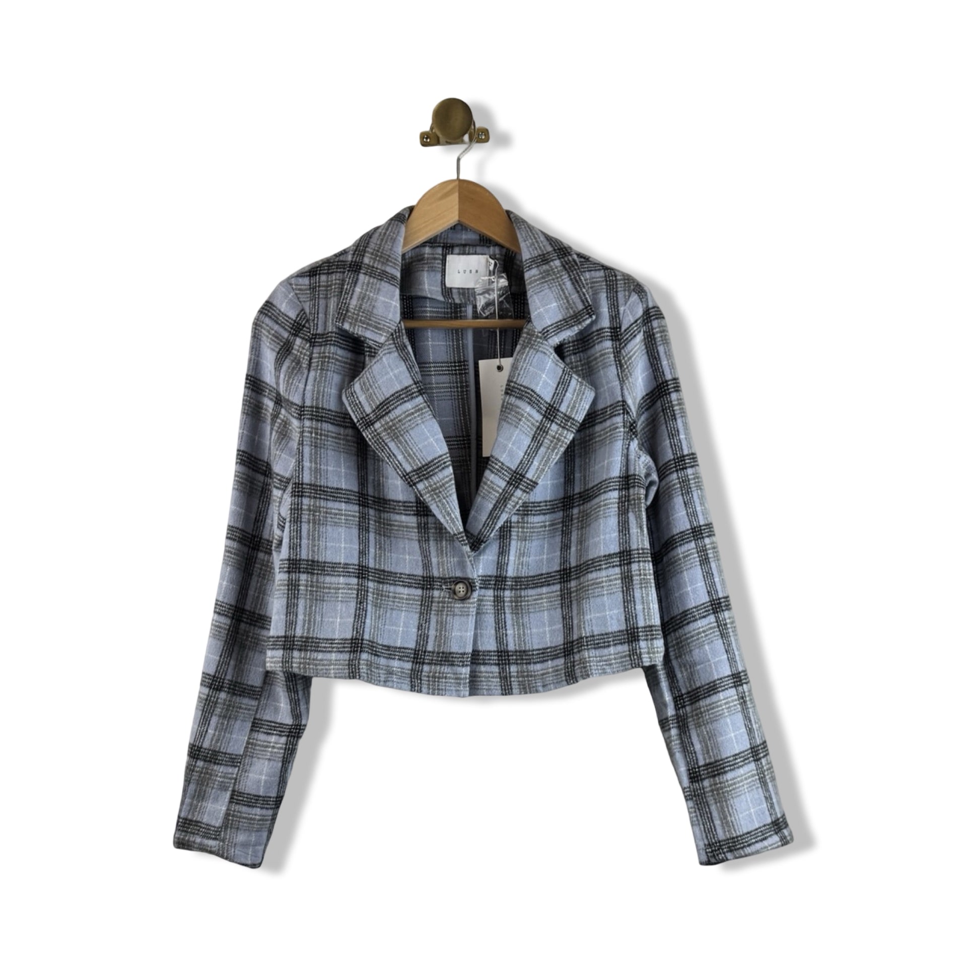 Lush Cropped Flannel Blazer