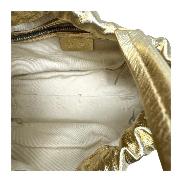 By Far Malmo Parchment Metallic Leather Bucket Bag-Detail