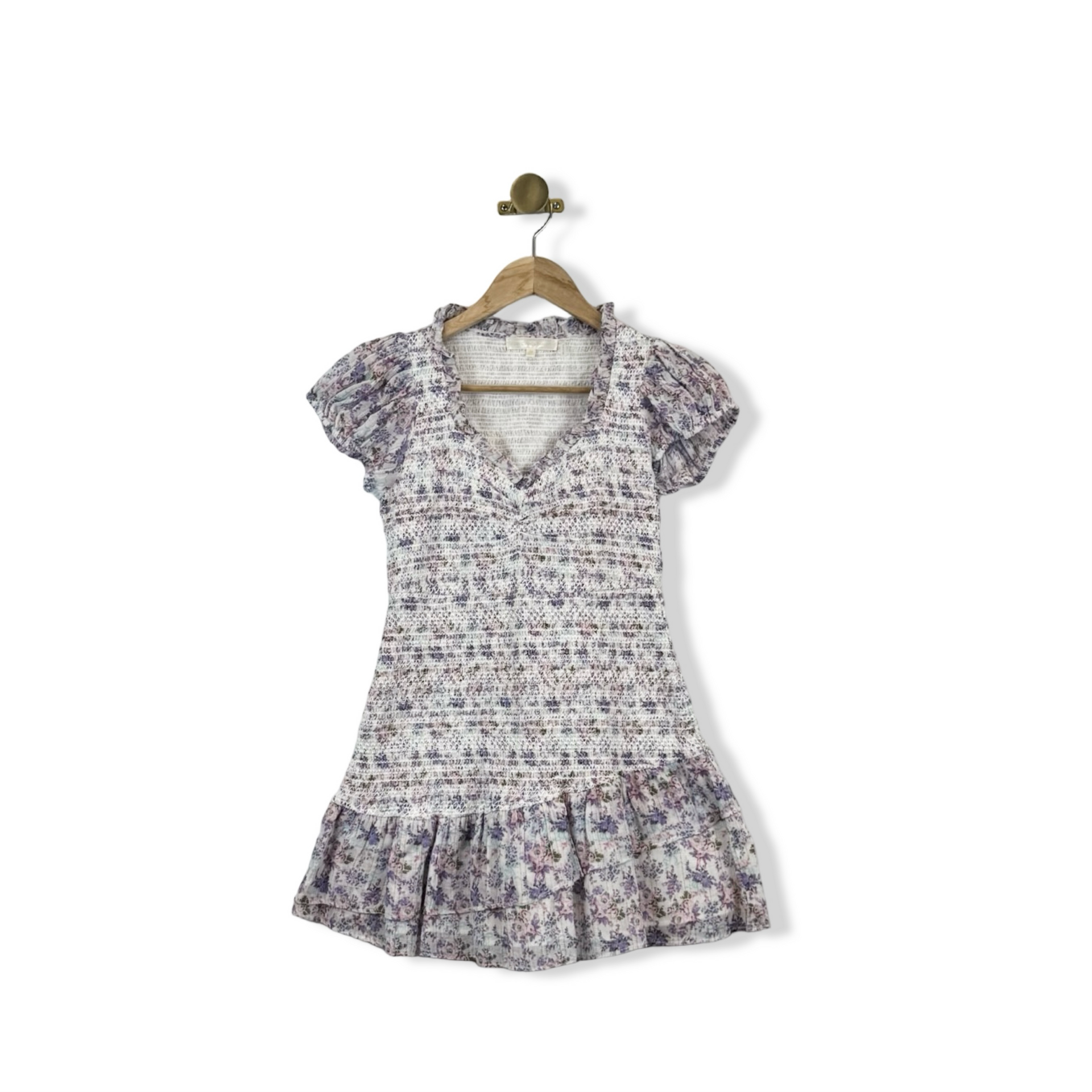 LoveShackFancy Floral Shirred Mini Dress