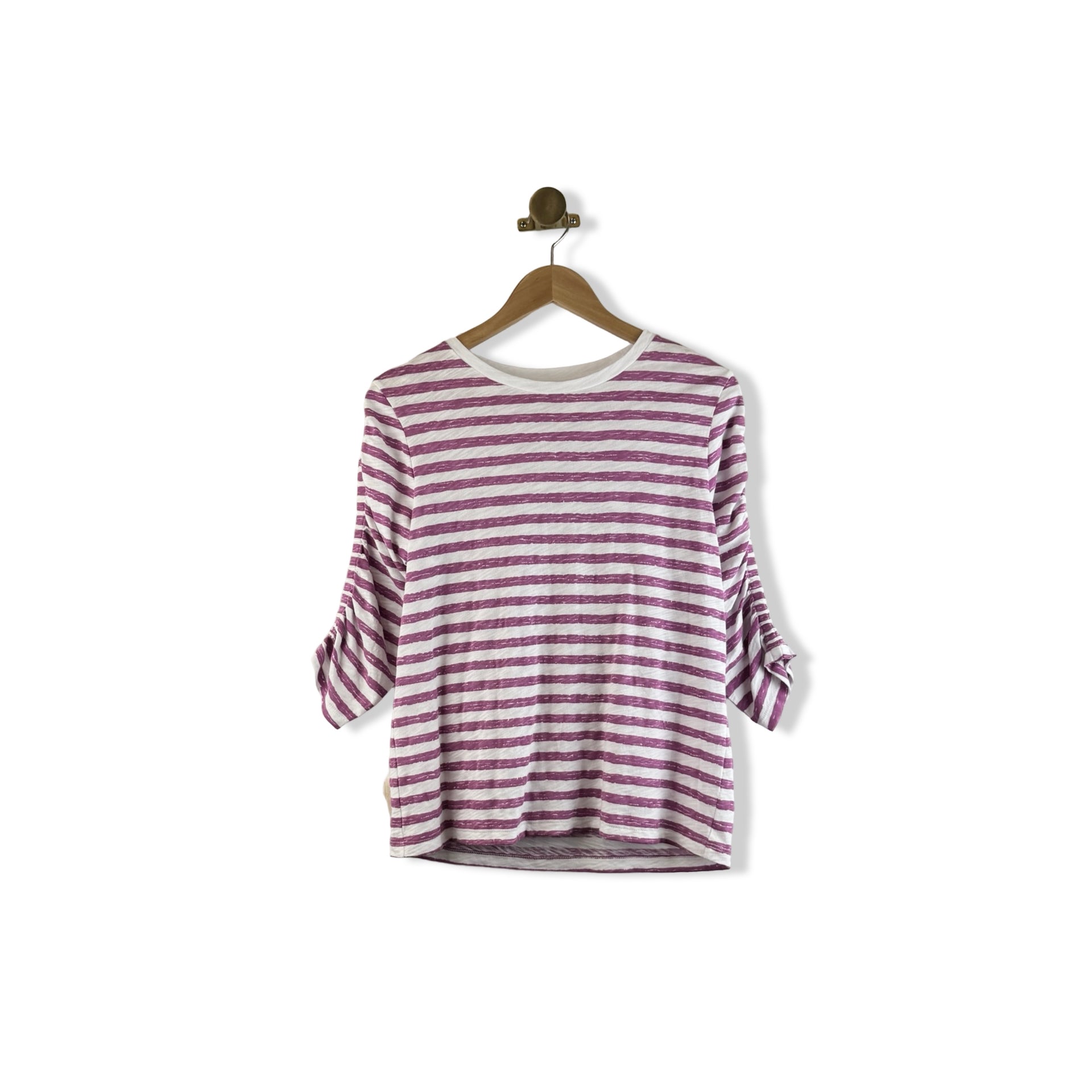Elliott Lauren Striped Ruched Sleeve Top