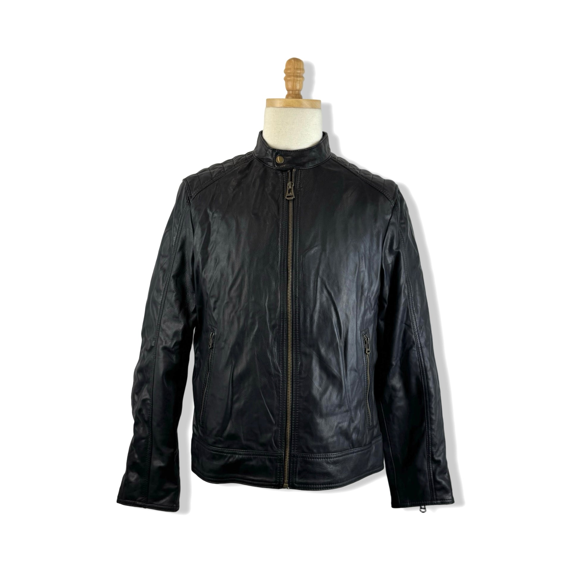 Cole Haan Washed Leather Moto Jacket