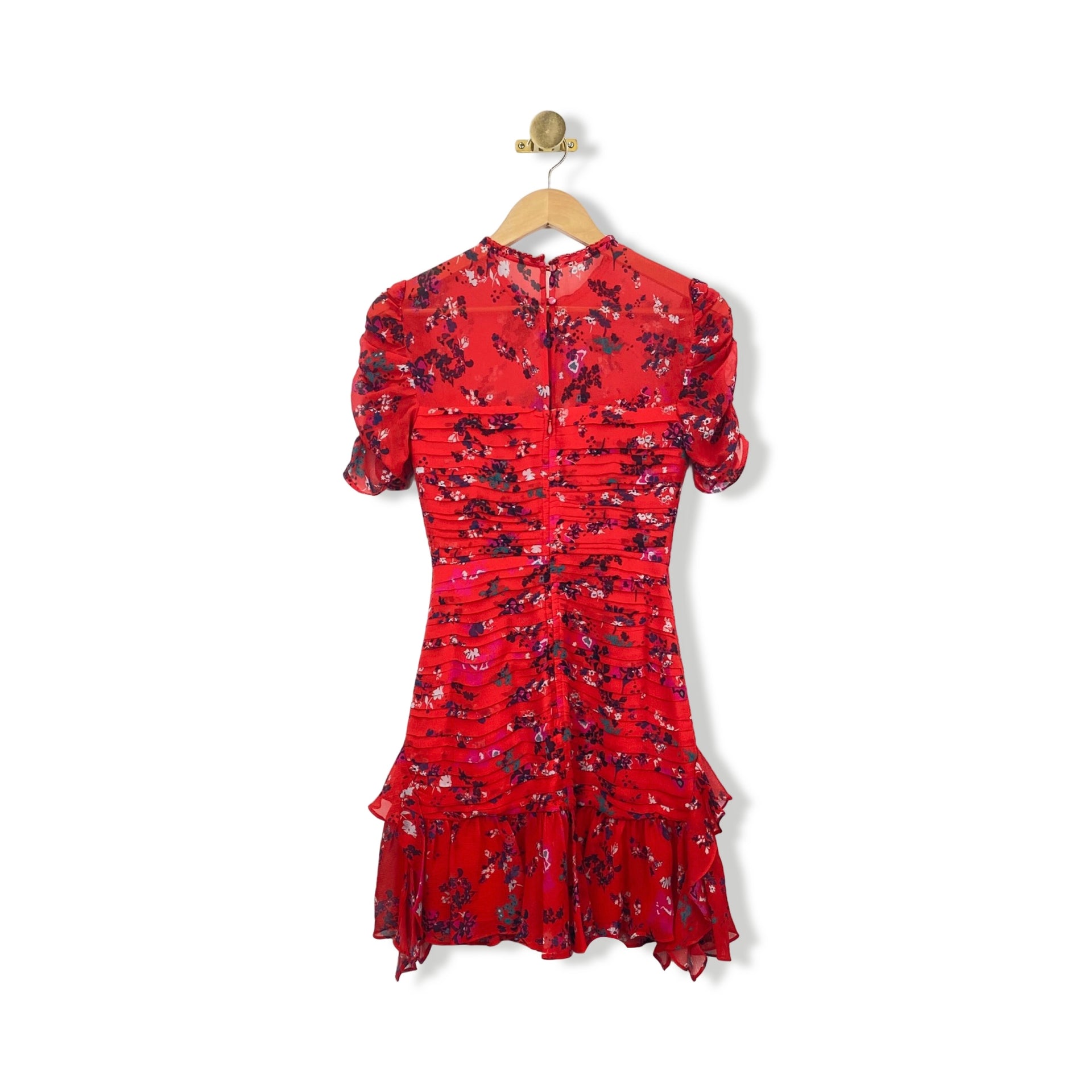 Tanya Taylor Pleated Front Floral Dress