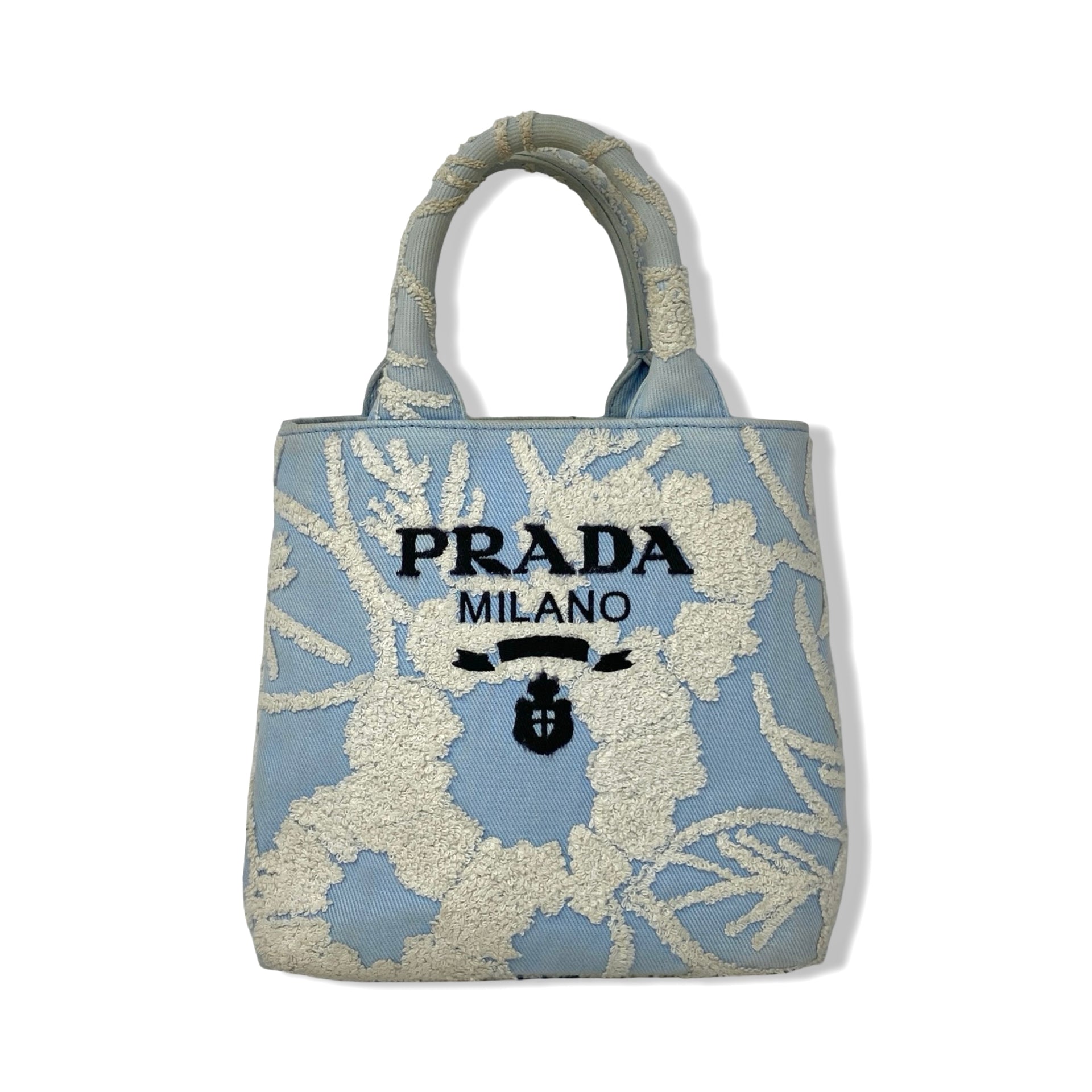 Prada Embroidered Drill Top Handle Bag