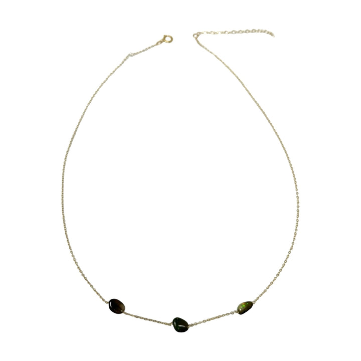 Delicate Gold Plated Iridescent Bead Chain Necklace