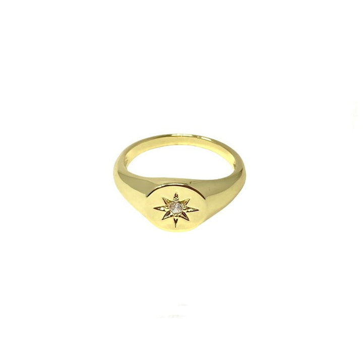 Shashi Starburst Signet Ring-Front