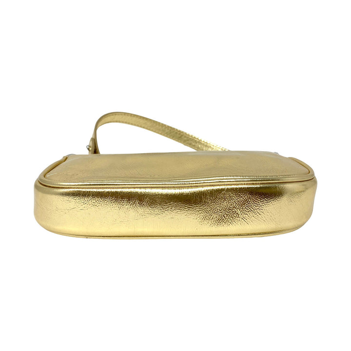 By Far Mini Rachel Parchment Metallic Leather Bag-Bottom