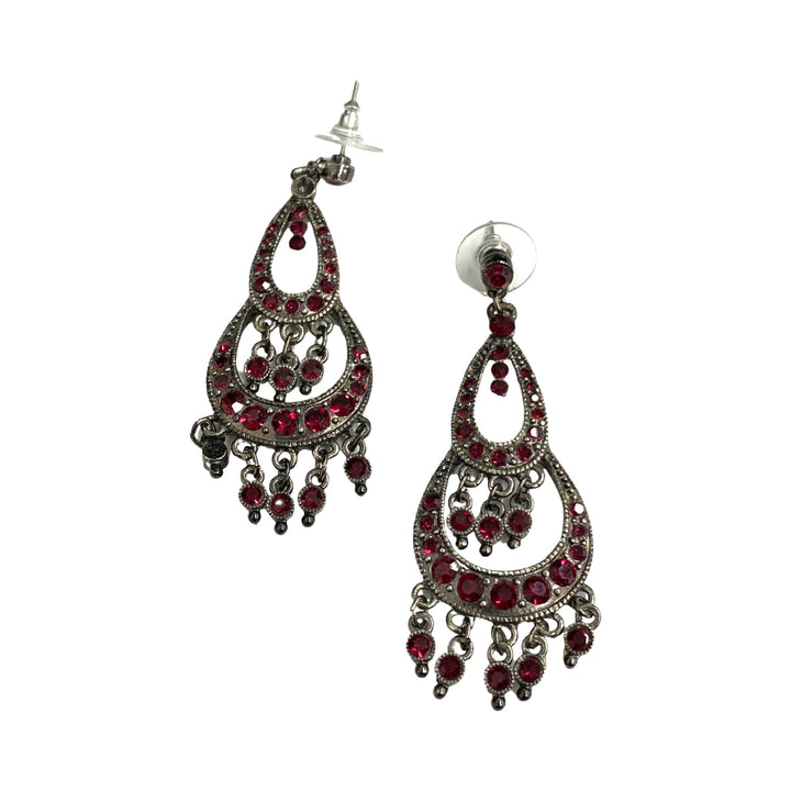Gothic Crimson Rhinestone Earrings