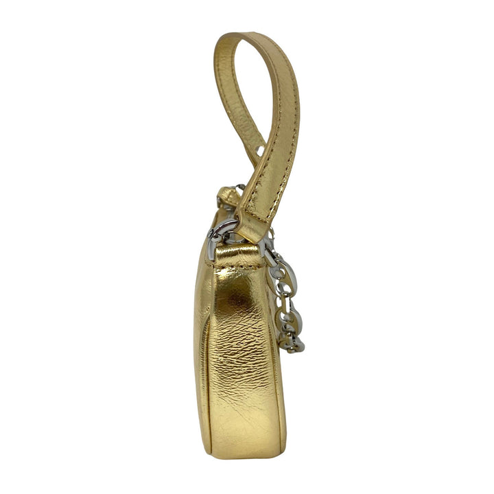 By Far Mini Rachel Parchment Metallic Leather Bag-Side 2