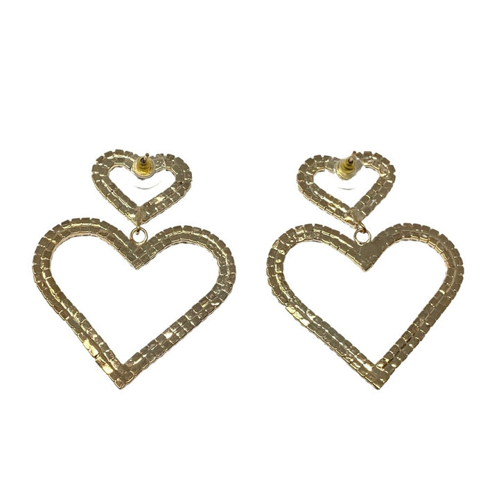 Embellished Dangle Heart Earrings-Back