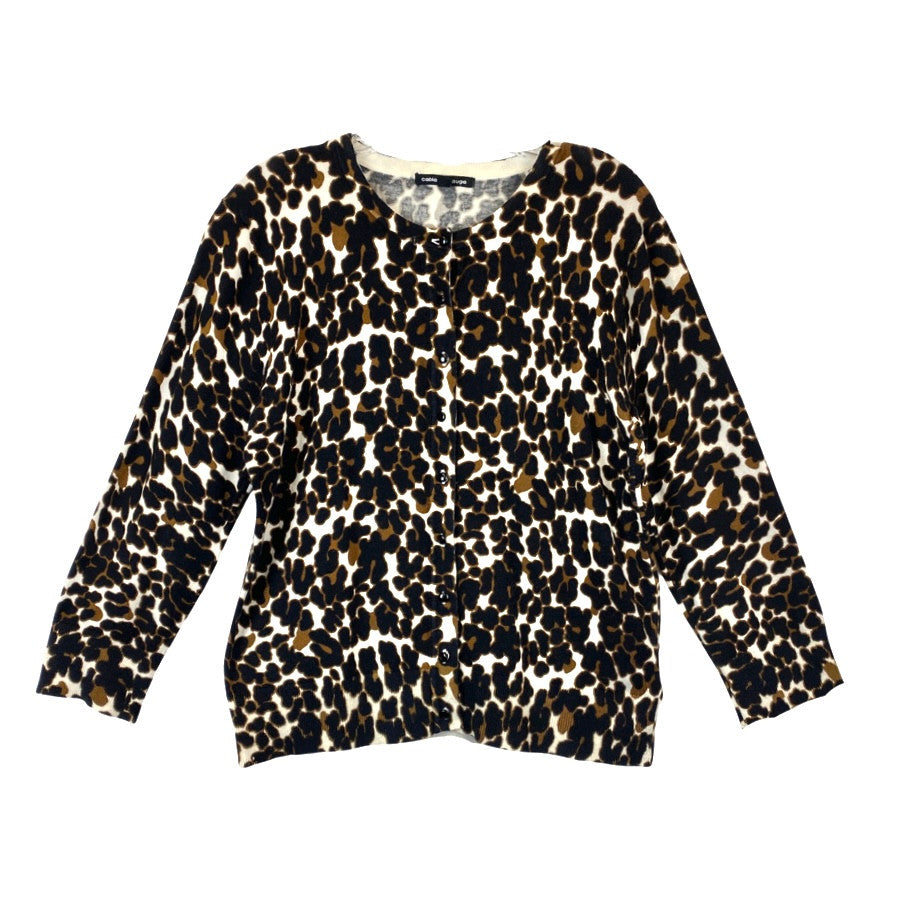 Cable Gauge Leopard Print Cardigan