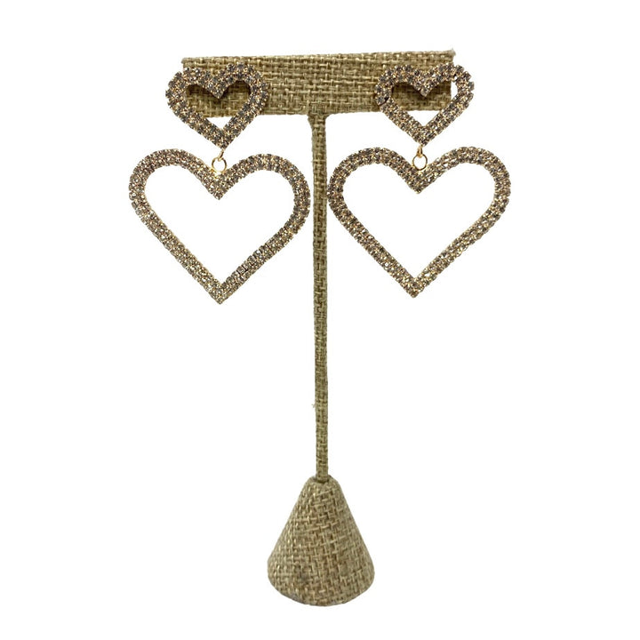 Embellished Dangle Heart Earrings-Thumbnail