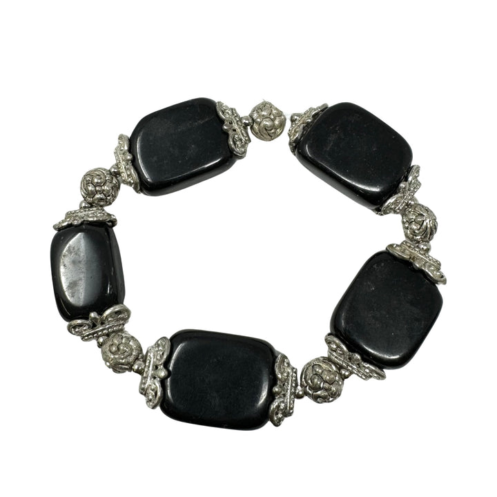 Flat Black Stone Bracelet