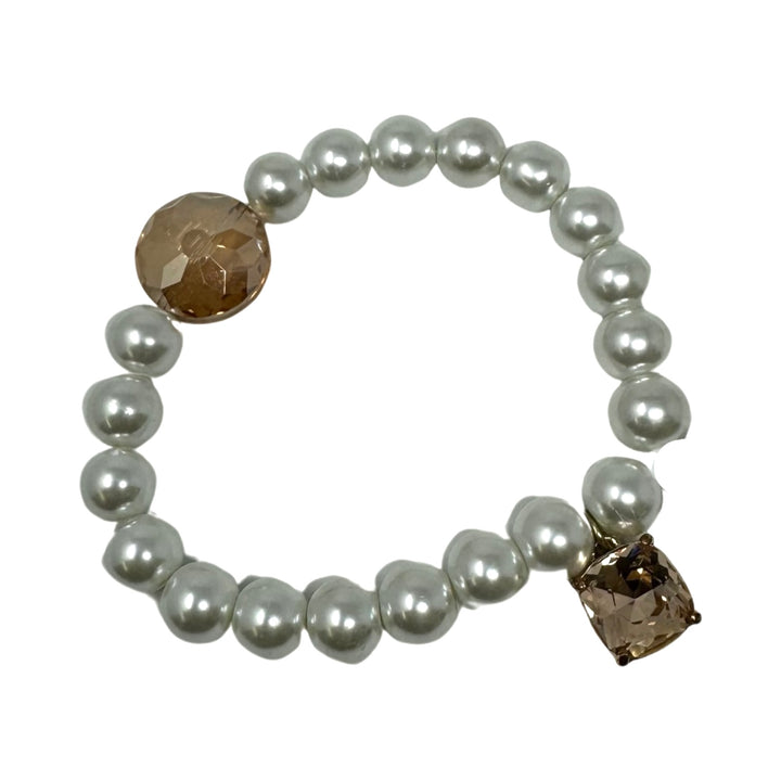 Faux Pearl And Rhinestone Stretch Bracelet