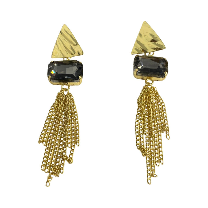 Triangle Stud Tassel Earrings