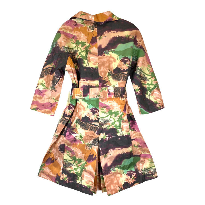 Vertigo Landscape Print Double Breasted Trench Coat