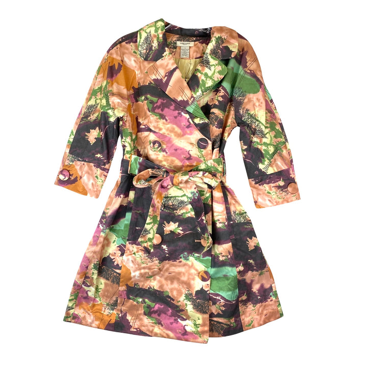 Vertigo Landscape Print Double Breasted Trench Coat