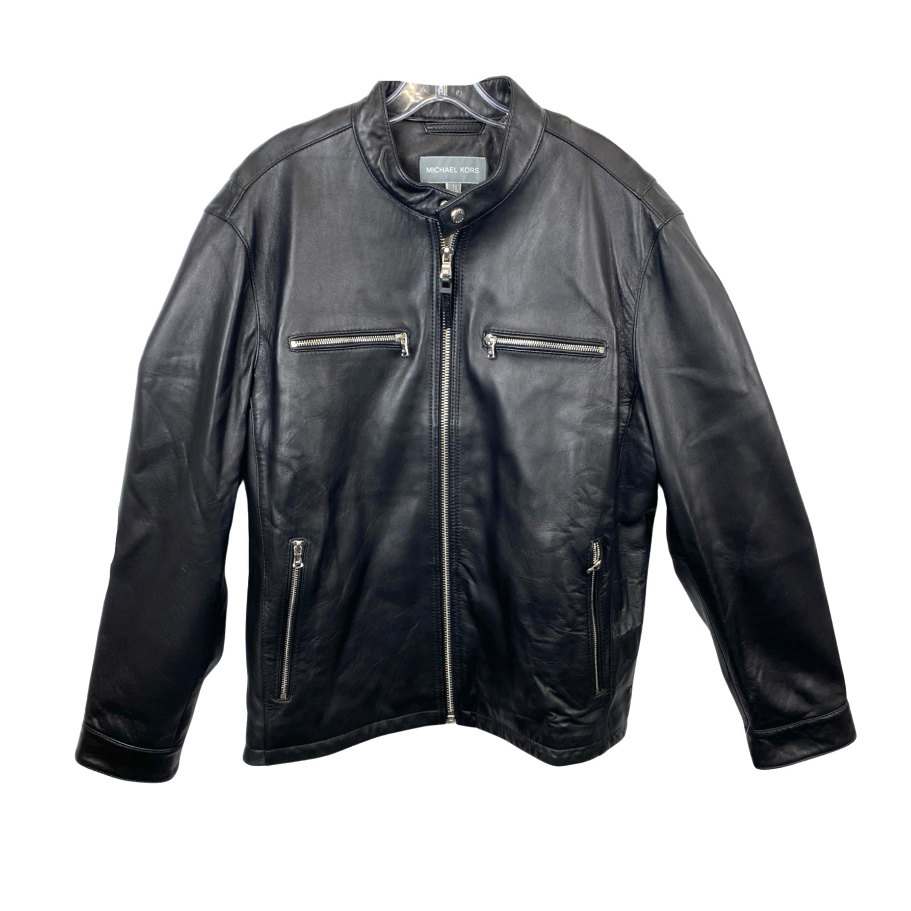 Michael kors men's leather racer jacket best sale