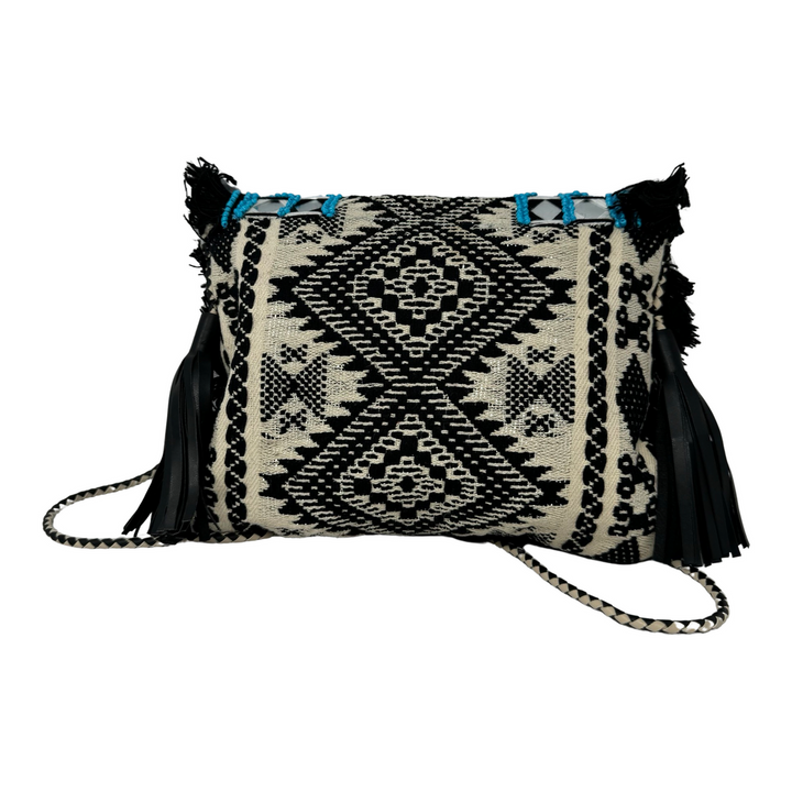 Reflective Fringe and Tassle Boho Crossbody-Back